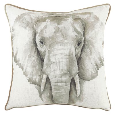 Elephant Watercolour Velvet Filled Cushion 43x43cm SO'HOME