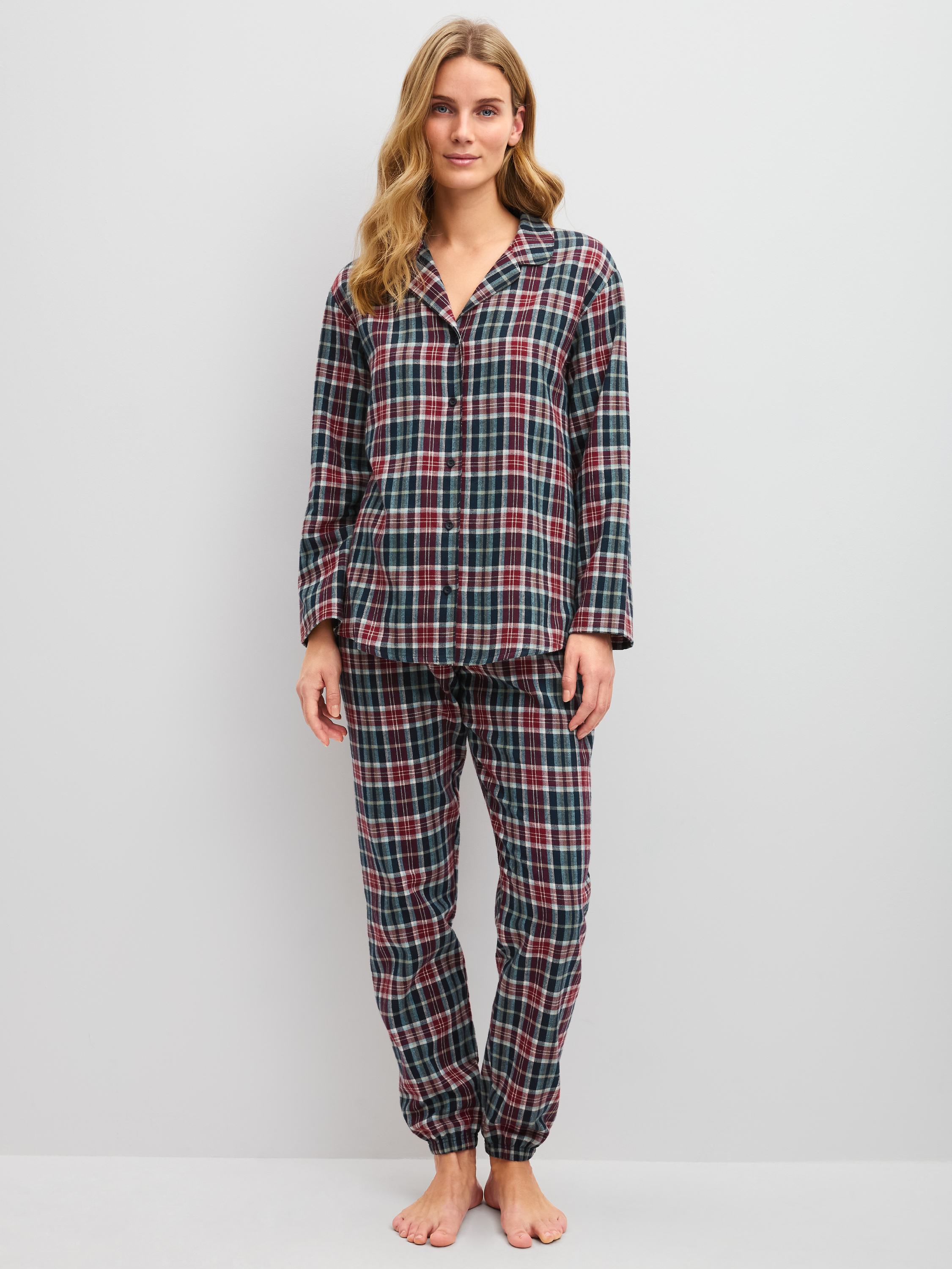 Pyjama en flanelle, boutonné de bout en bout manches longues Coton HOLIDAY DREAMS, CALIDA
