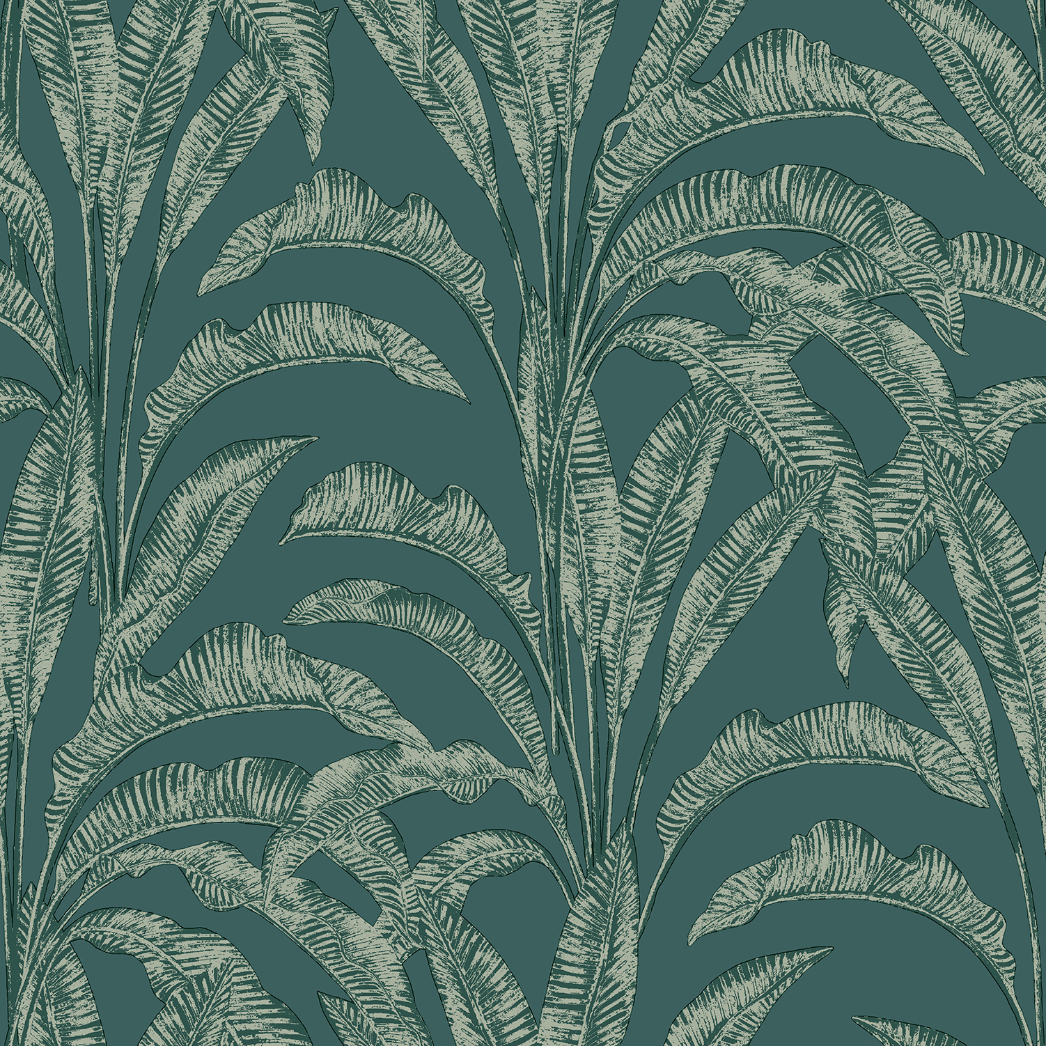 Papier peint feuilles bananier tropical vert forêt, HEXOA