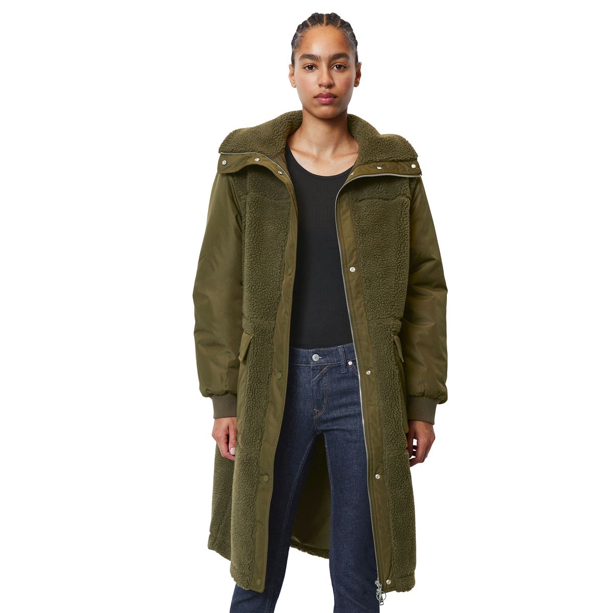 Manteau peluche noir new arrivals femme