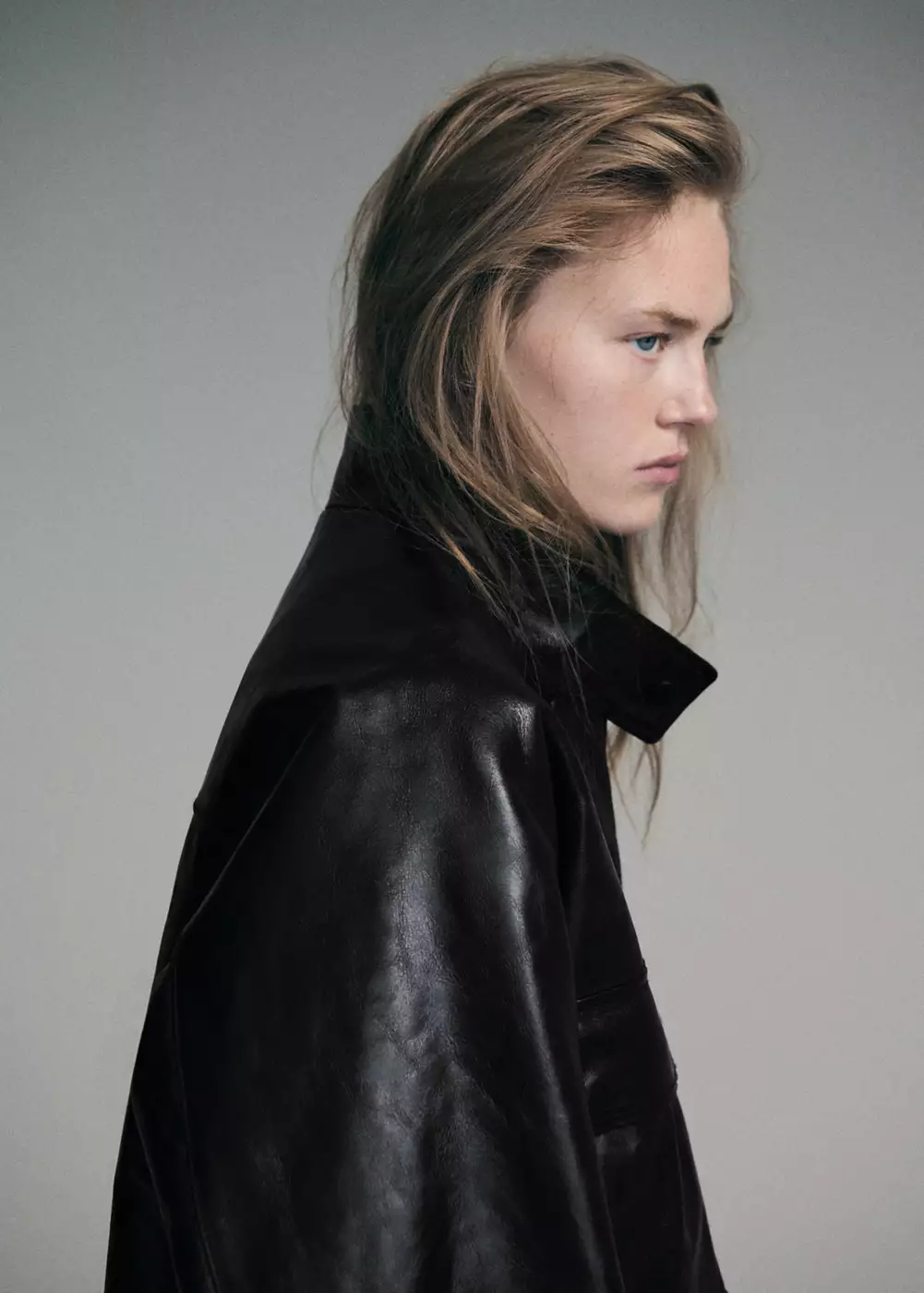 Parka cuir oversize avec poches, MANGO