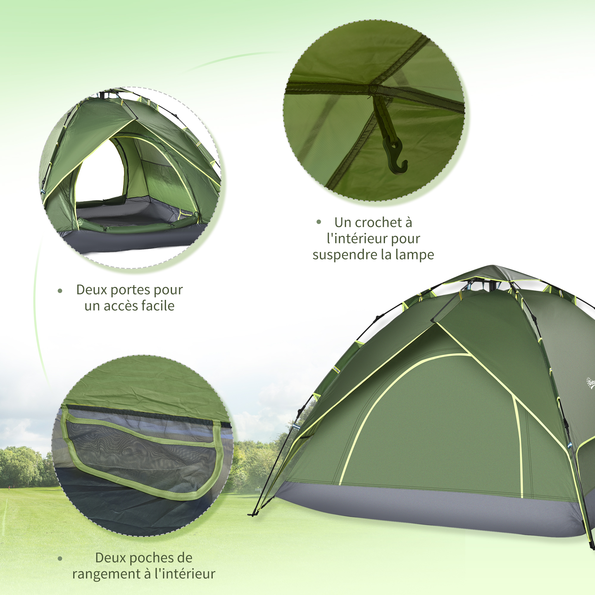 Tente Amflip Pop Up Automatique 2 Places - Vert Foncé - Occasion En Bon état