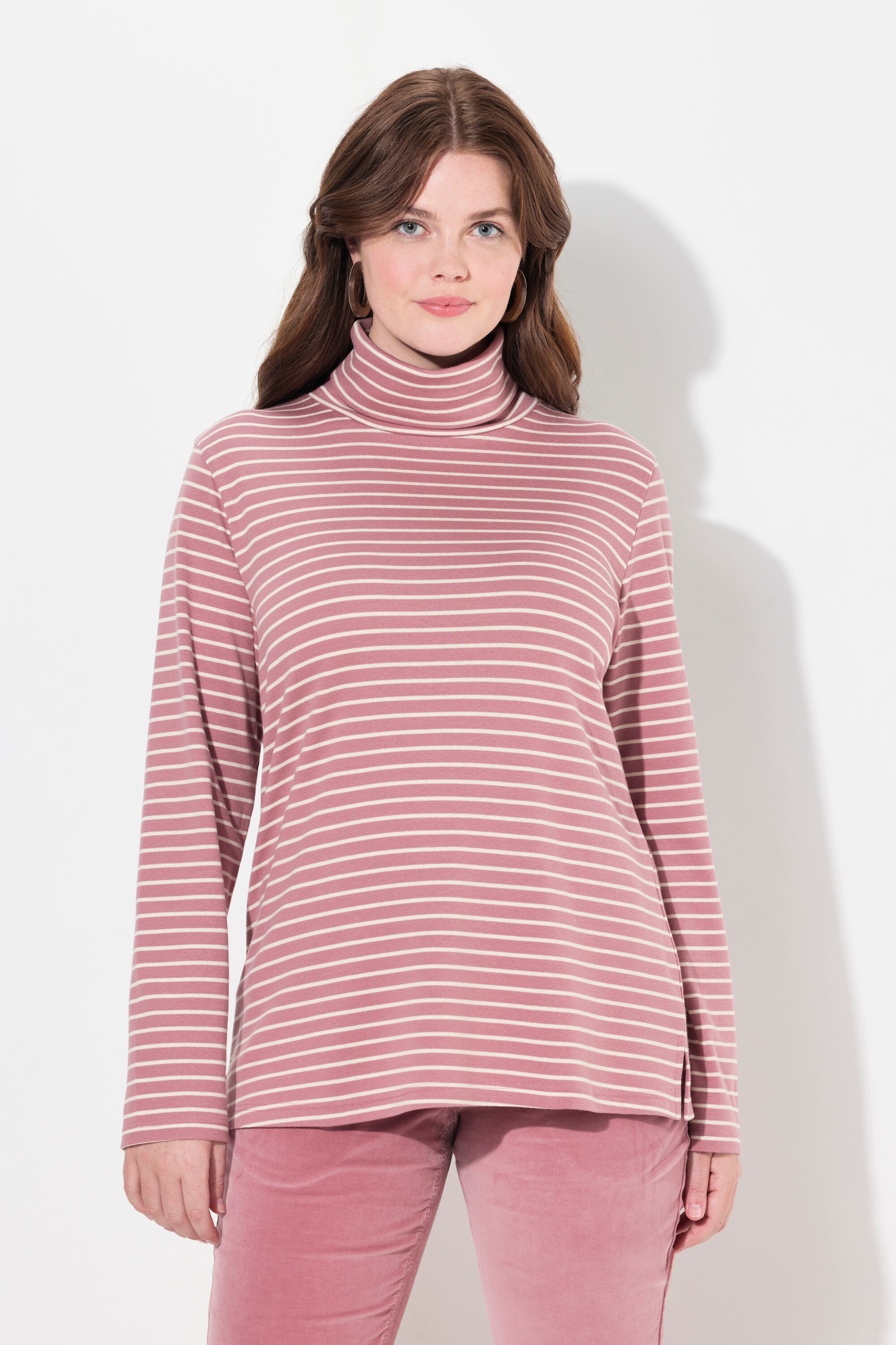T-shirt côtelé coupe Slim. Col roulé, ULLA POPKEN