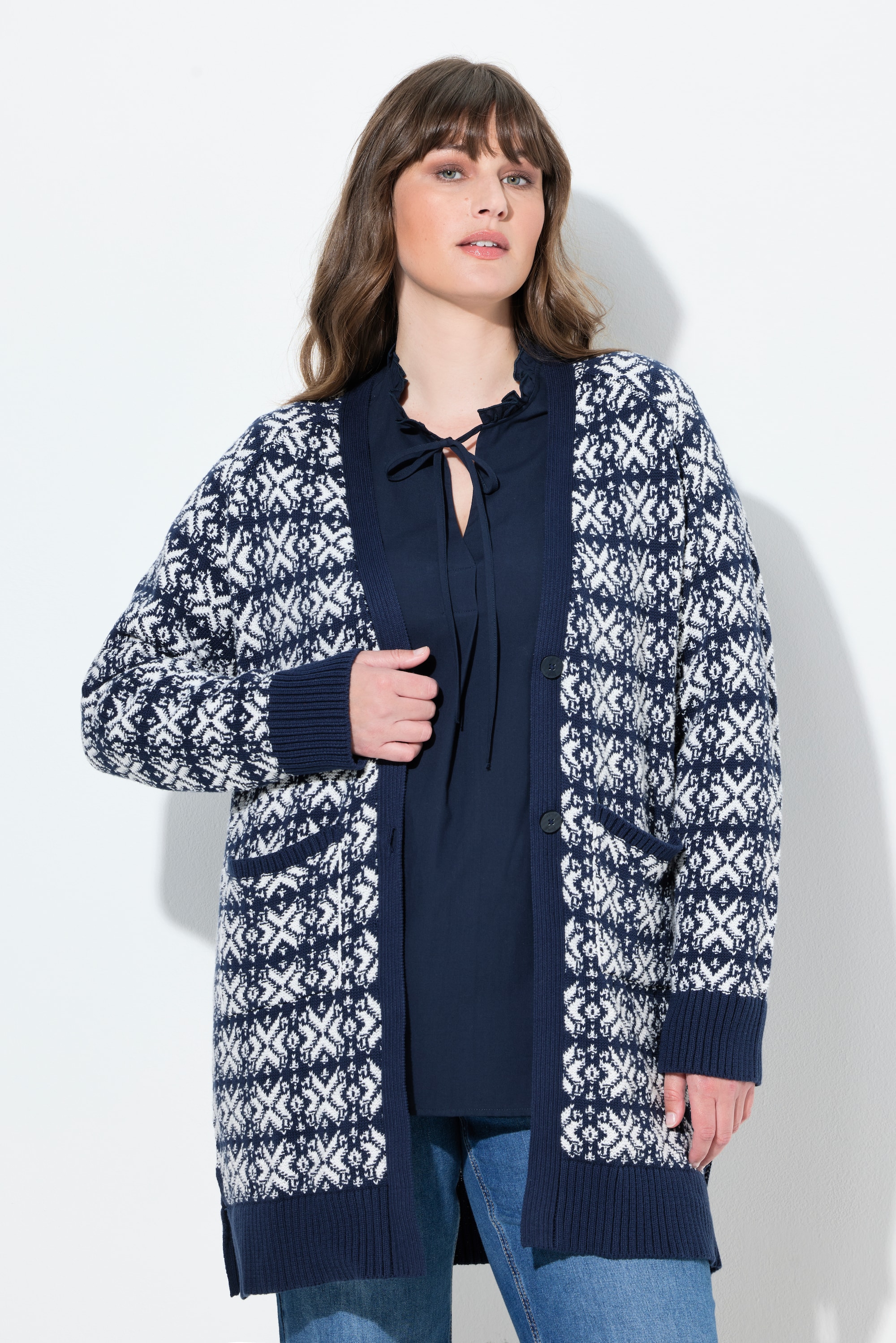 Cardigan en cpoton bio avec encolure en V, ULLA POPKEN