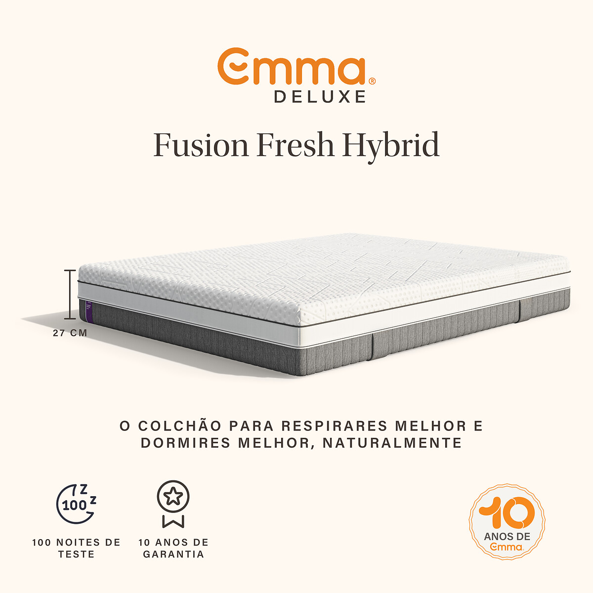 Colchão Fusion Fresh Hybrid, Emma, EMMA