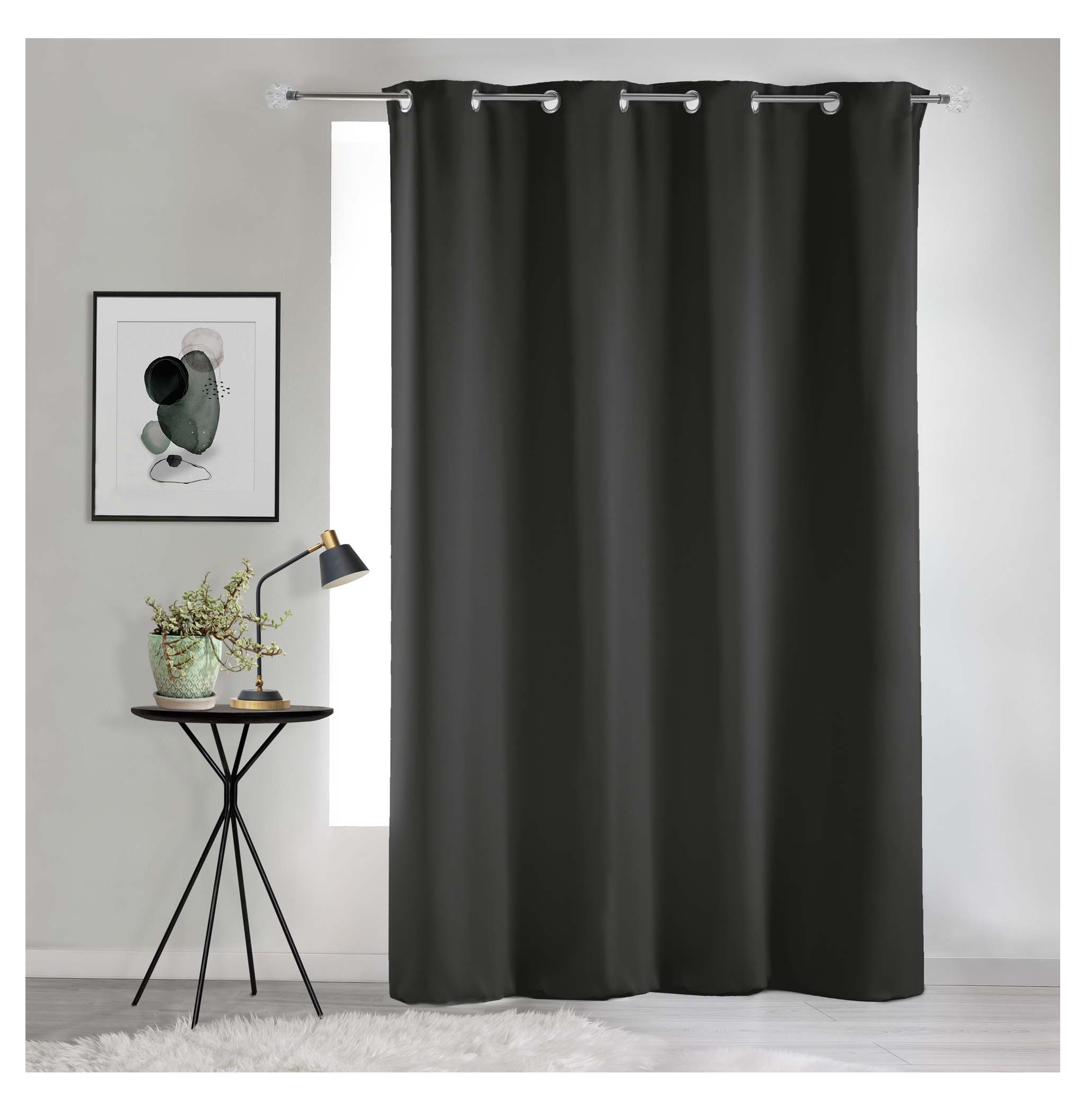 Rideau a oeillets occultant 135 x 240 cm Occult Ardoise, EDEN