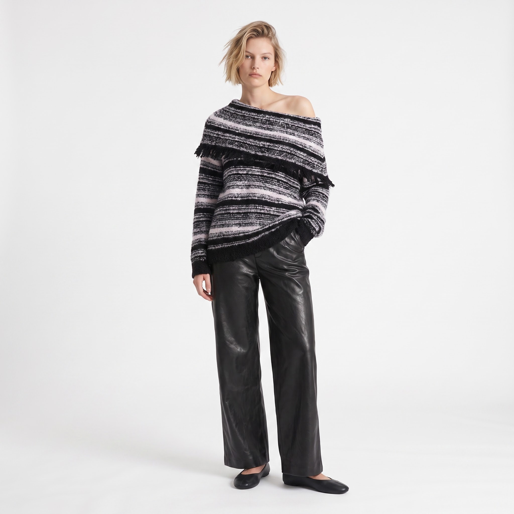 Pull femme epaule dénudée à rayures VALERIE, ARTLOVE