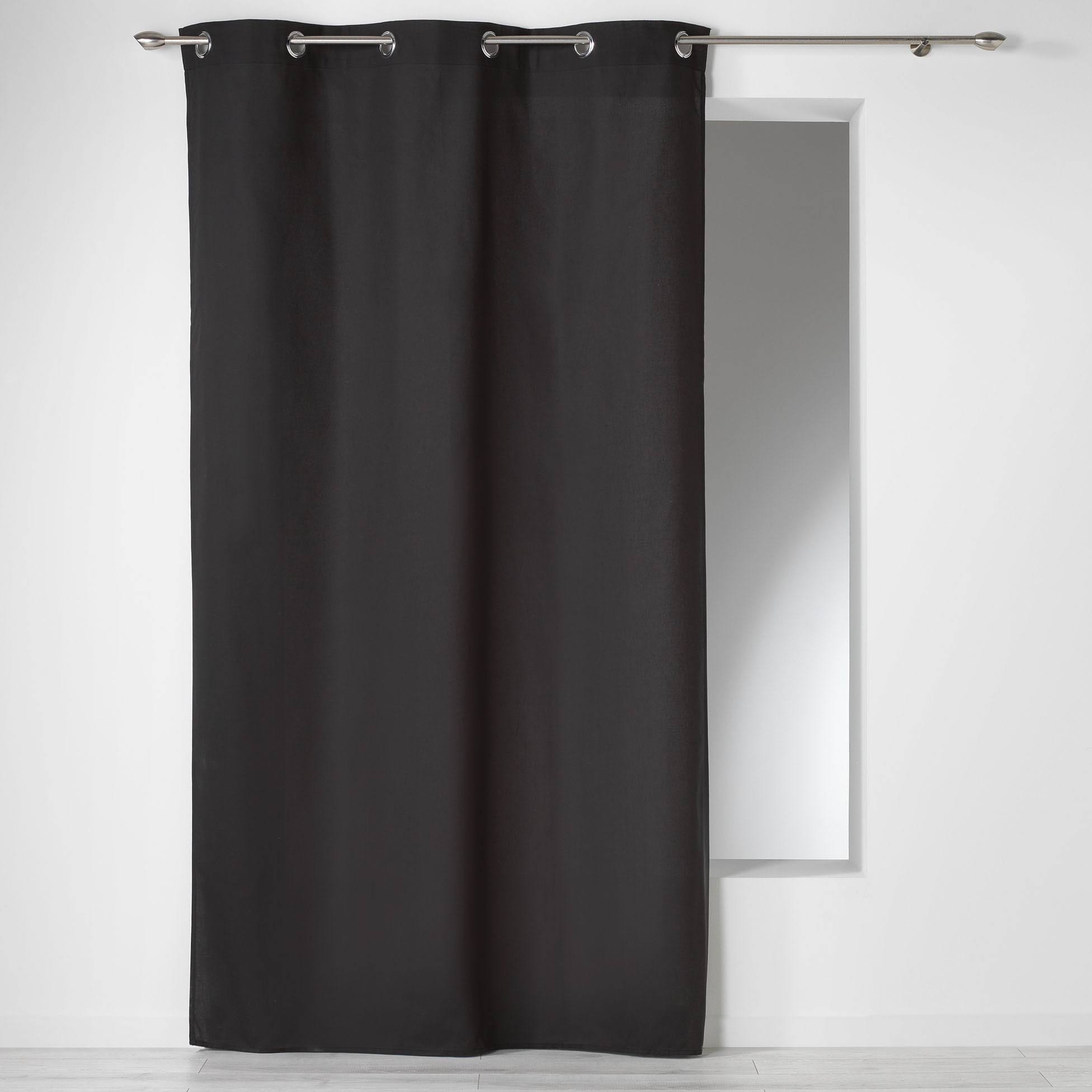 Rideau a oeillets coton ui Panama Noir140 x 280 cm, EDEN
