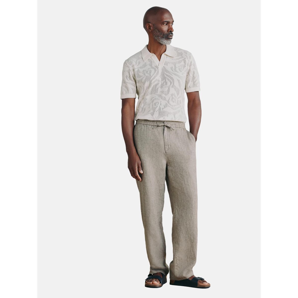 Pantalon chino plissé lin, lot de 2 signature, NEXT