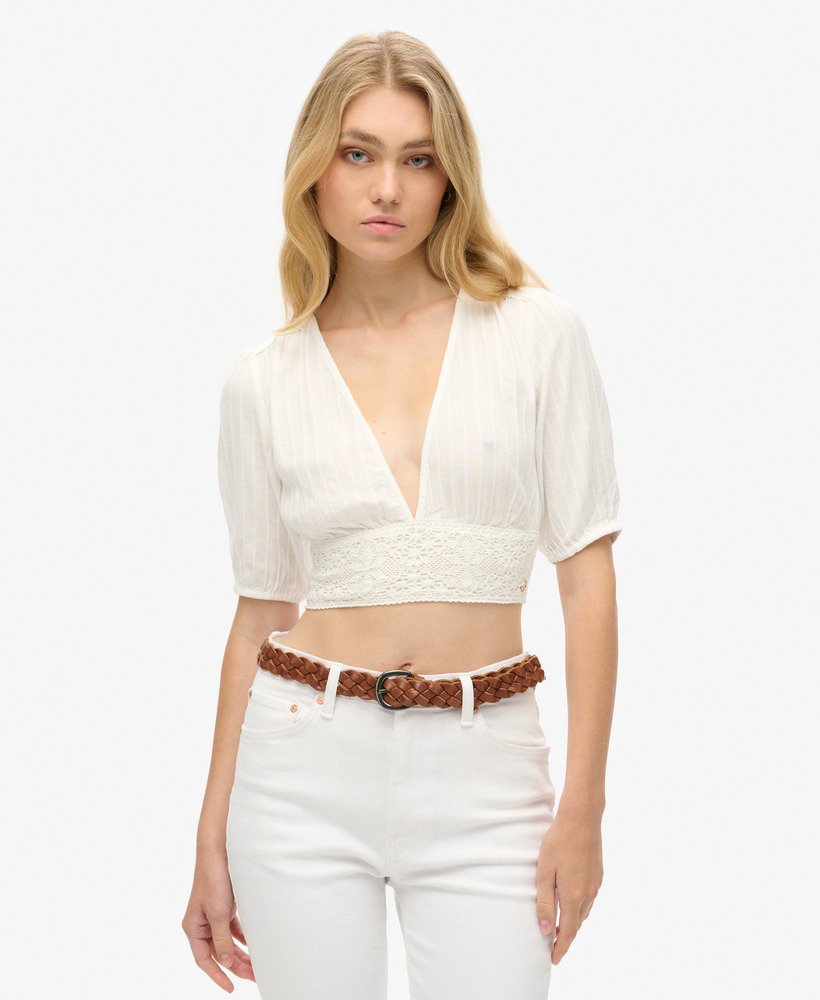 Haut à manches courtes et liseré en dentelle Ibiza, SUPERDRY