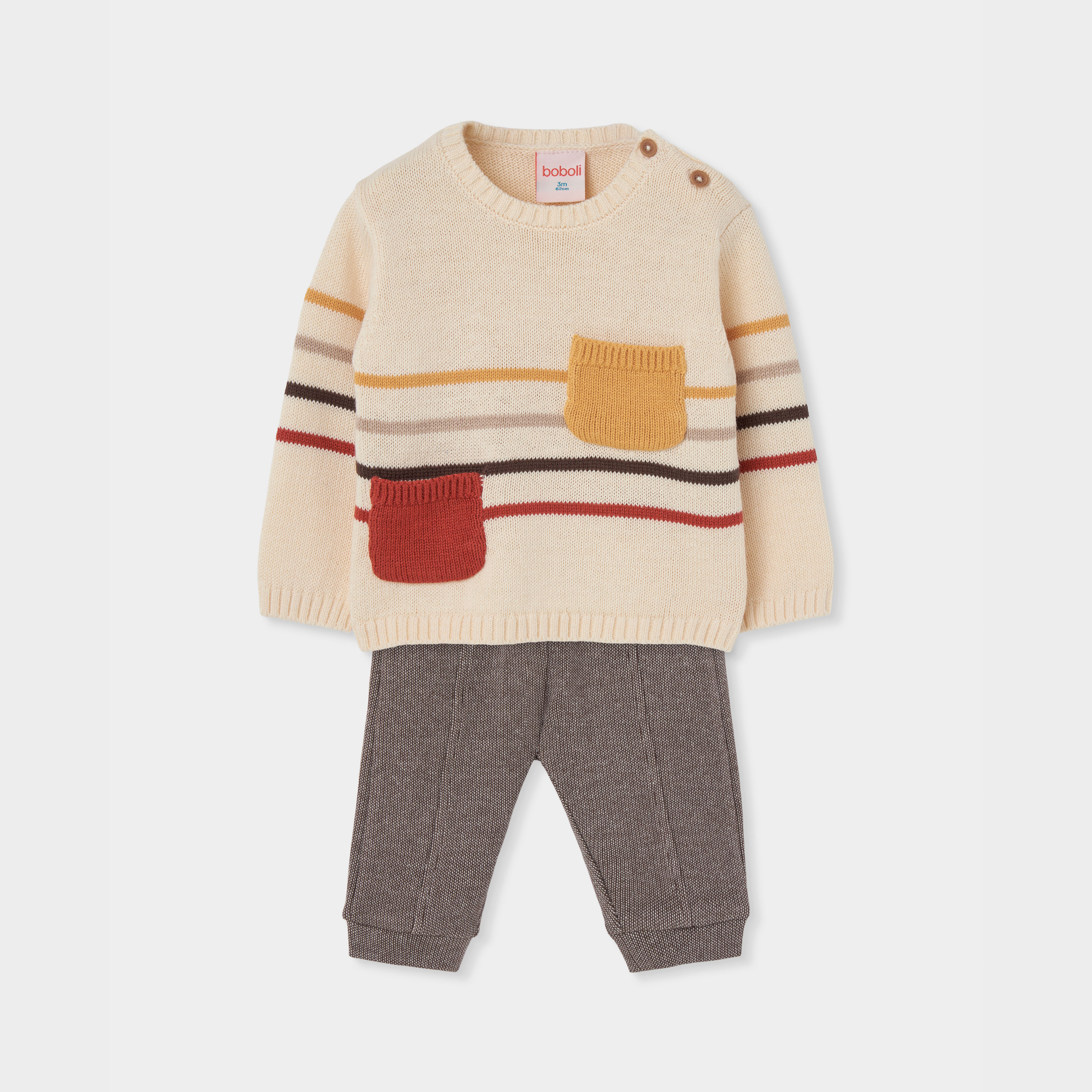 Ensemble bébé garçon maille à rayures, BOBOLI