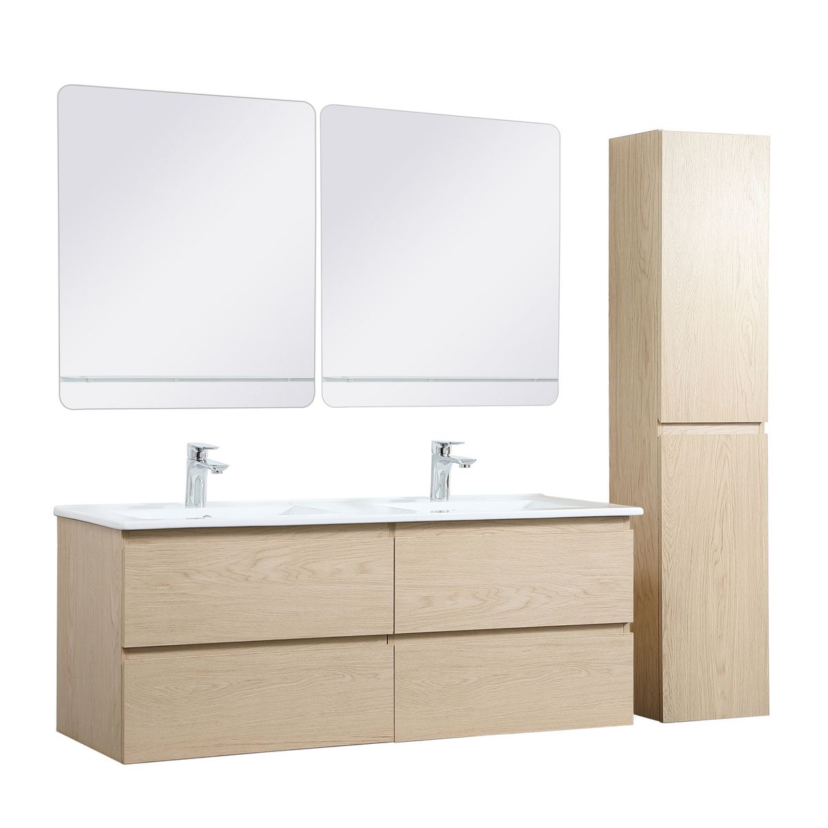 meuble de salle bain double vasque, colonne et miroirs sorrento