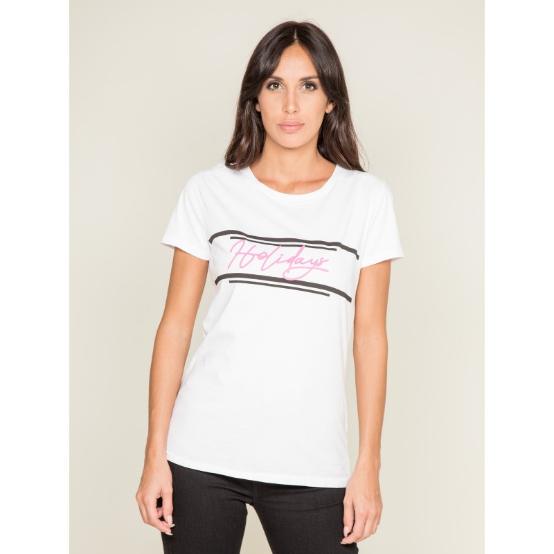 T-shirt Col Rond Message Foliday, DONA LISA