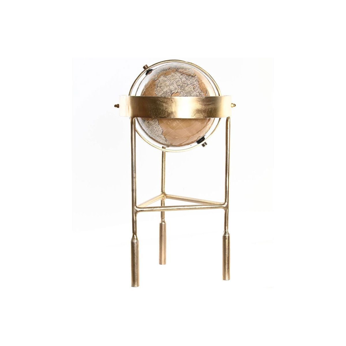 Globe terrestre sur pied métal doré - 25x22x43cm, WADIGA