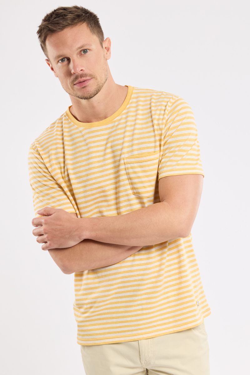 T-shirt rayé en coton et lin, ARMOR-LUX