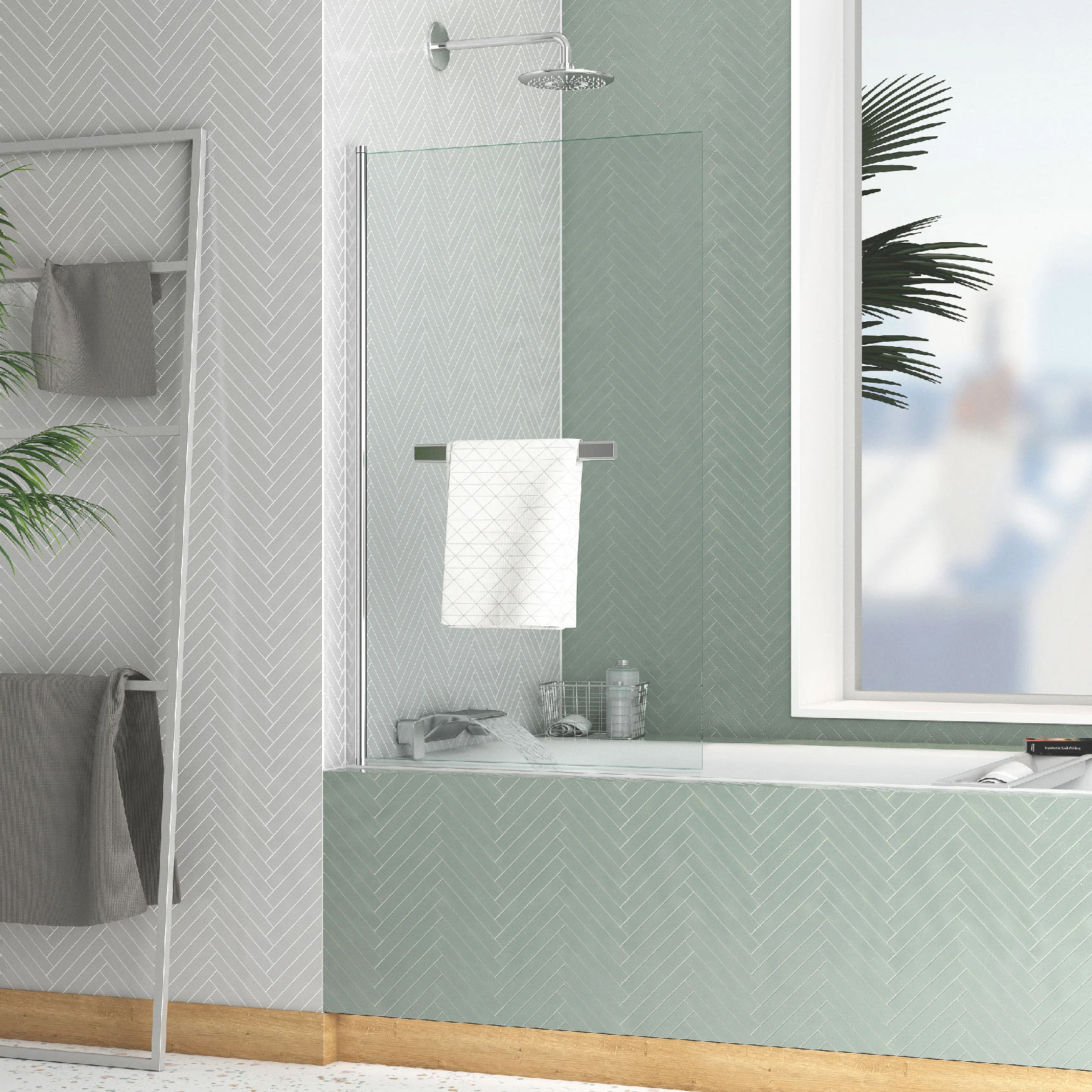 Pare douche avec porte serviette, HOME MAISON