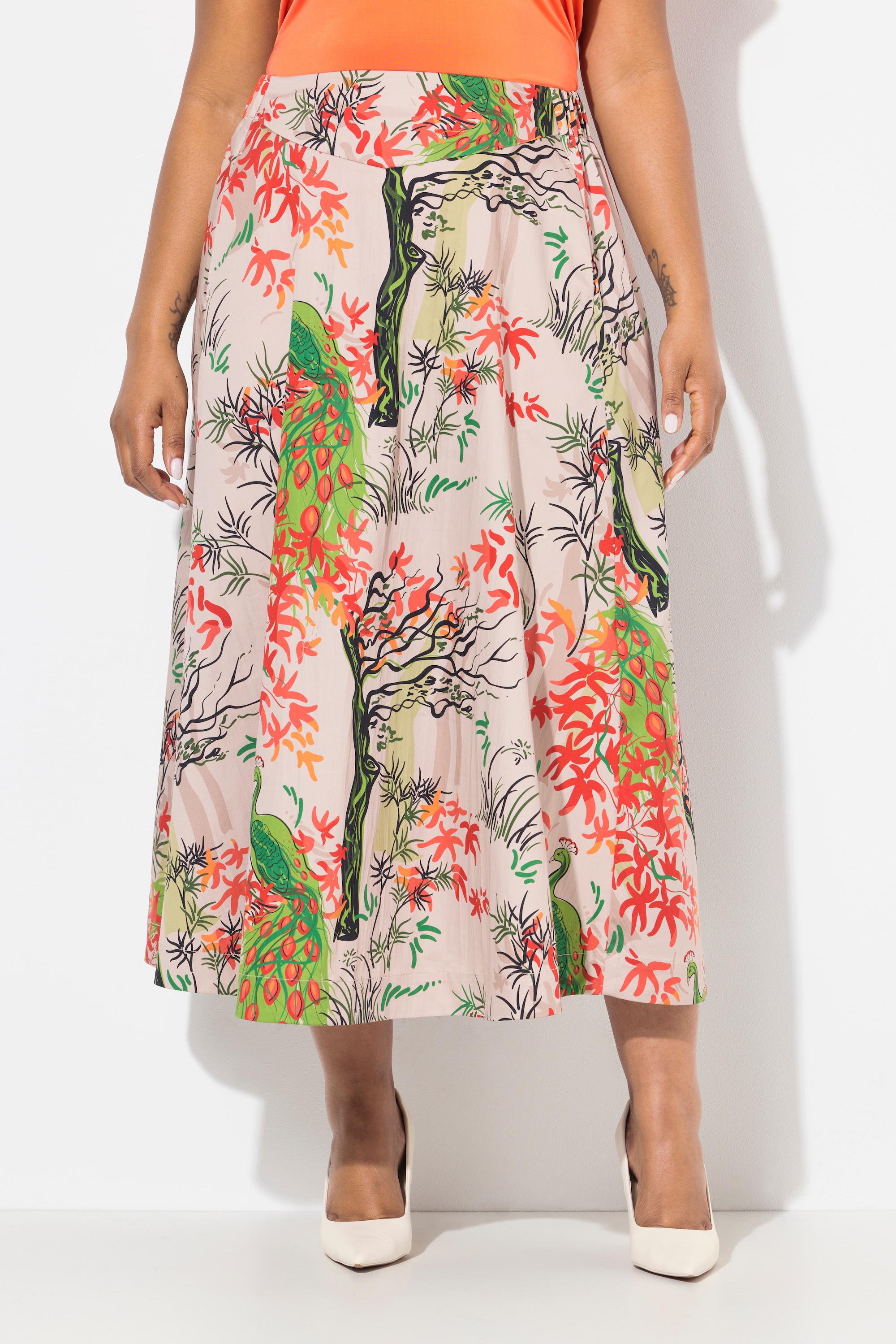 Jupe à fleurs. Taille confortable et poches., ULLA POPKEN