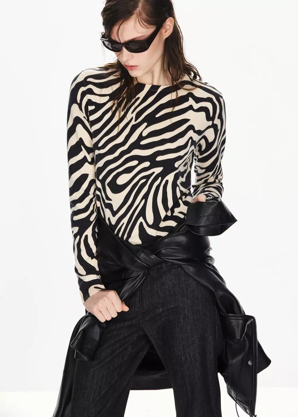 Pull en maille fine motif zèbre, MANGO