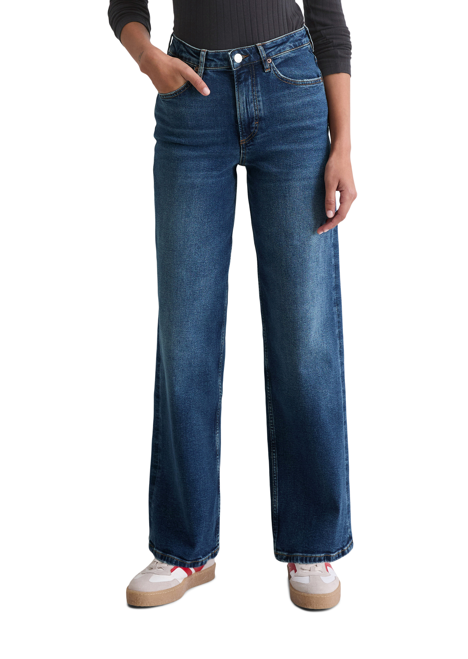 Jeans modèle Tolva large en coton organique mélangé stretch, MARC O'POLO