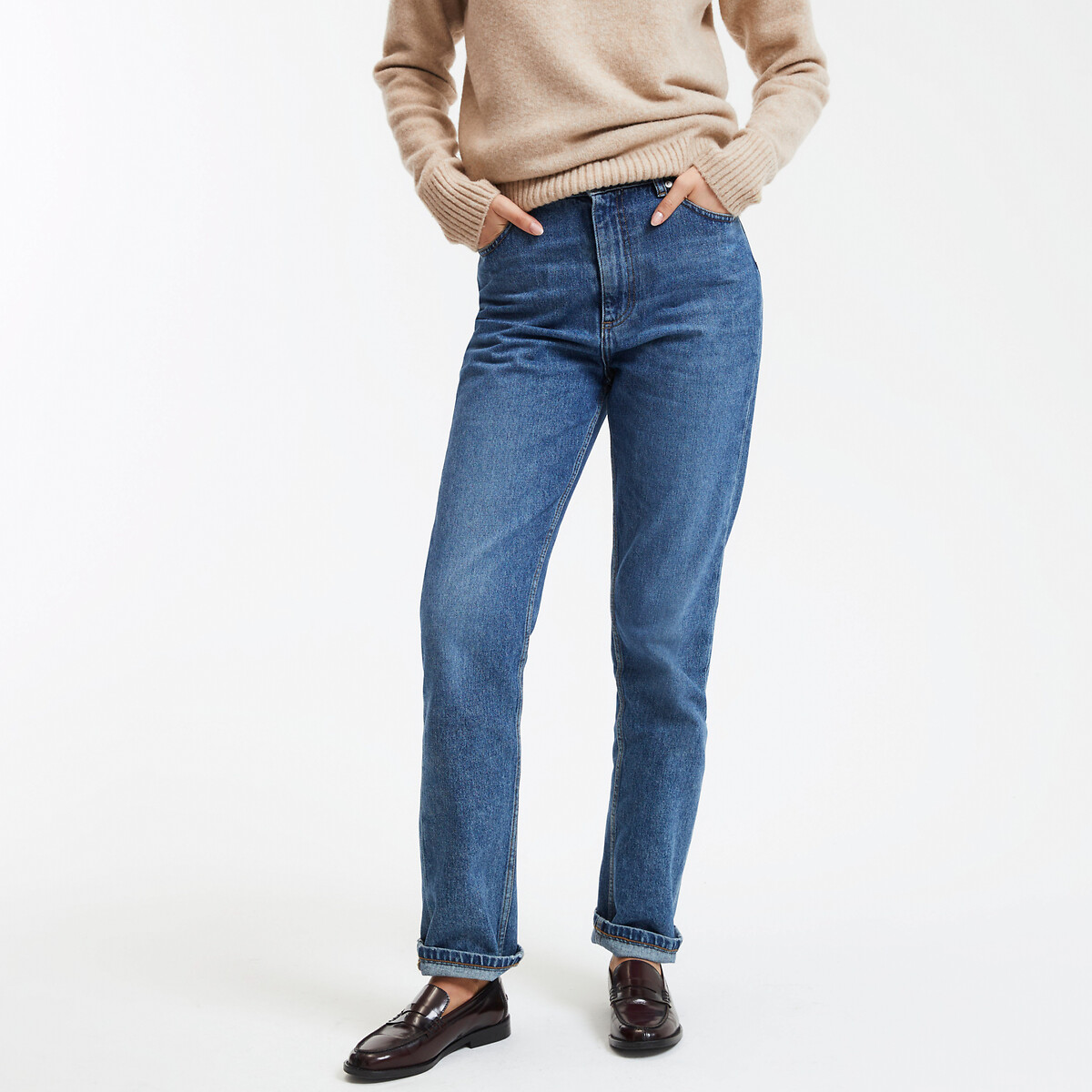 Regular jeans, recht, hoge taille