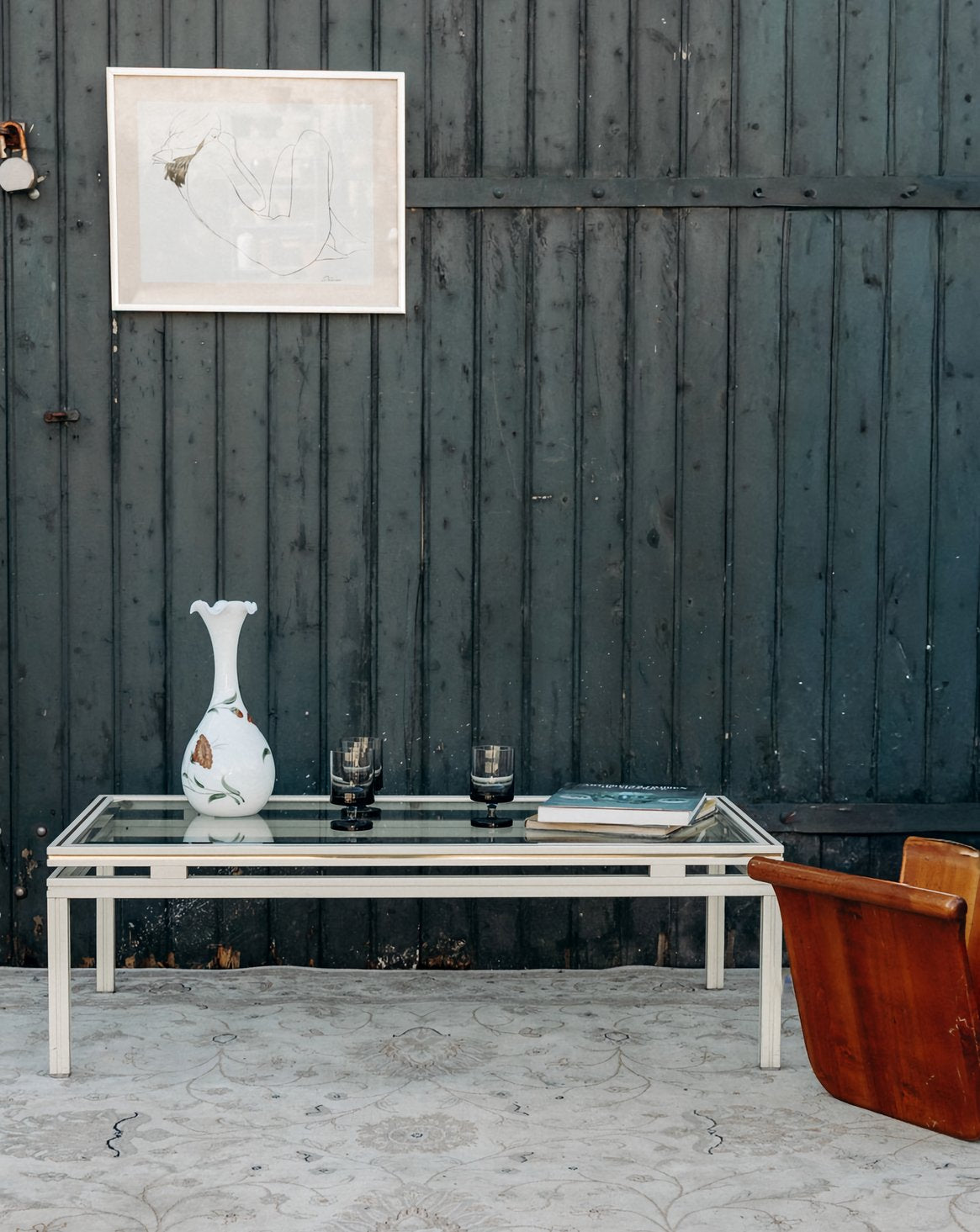 Table basse en verre et métal Donna N°842 - Bon état, DEBONGOUT