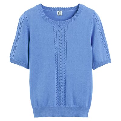 Cotton Short Sleeve Jumper/Sweater with Crew Neck LA REDOUTE COLLECTIONS
