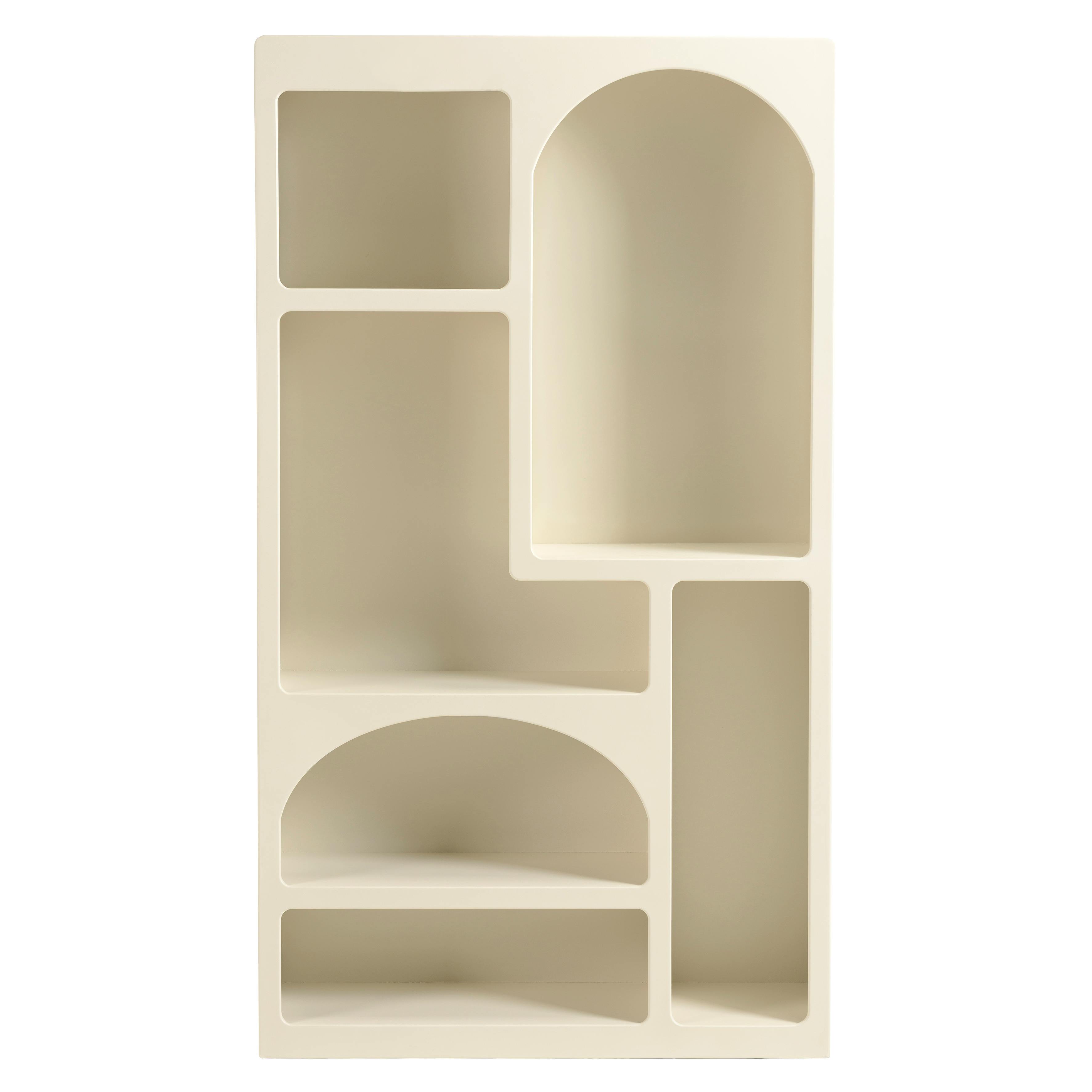 Etagère 6 niches 100x26cm en bois peint couleur beige NELIA, PIER IMPORT