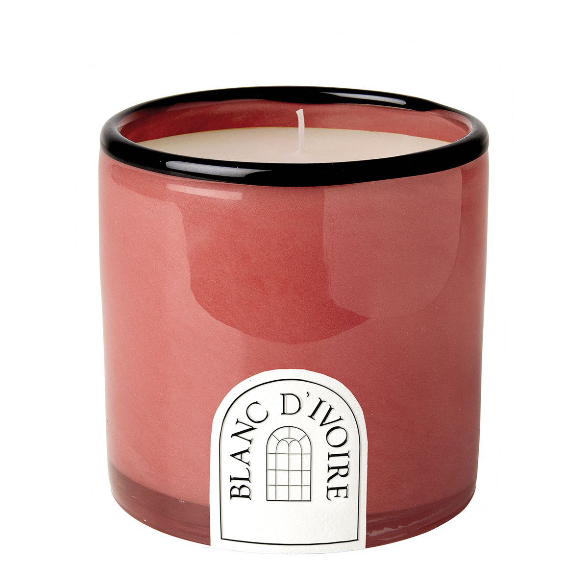 Bougie parfumée en verre magenta - Palais d'Encens - Petit modèle, BLANC D’IVOIRE
