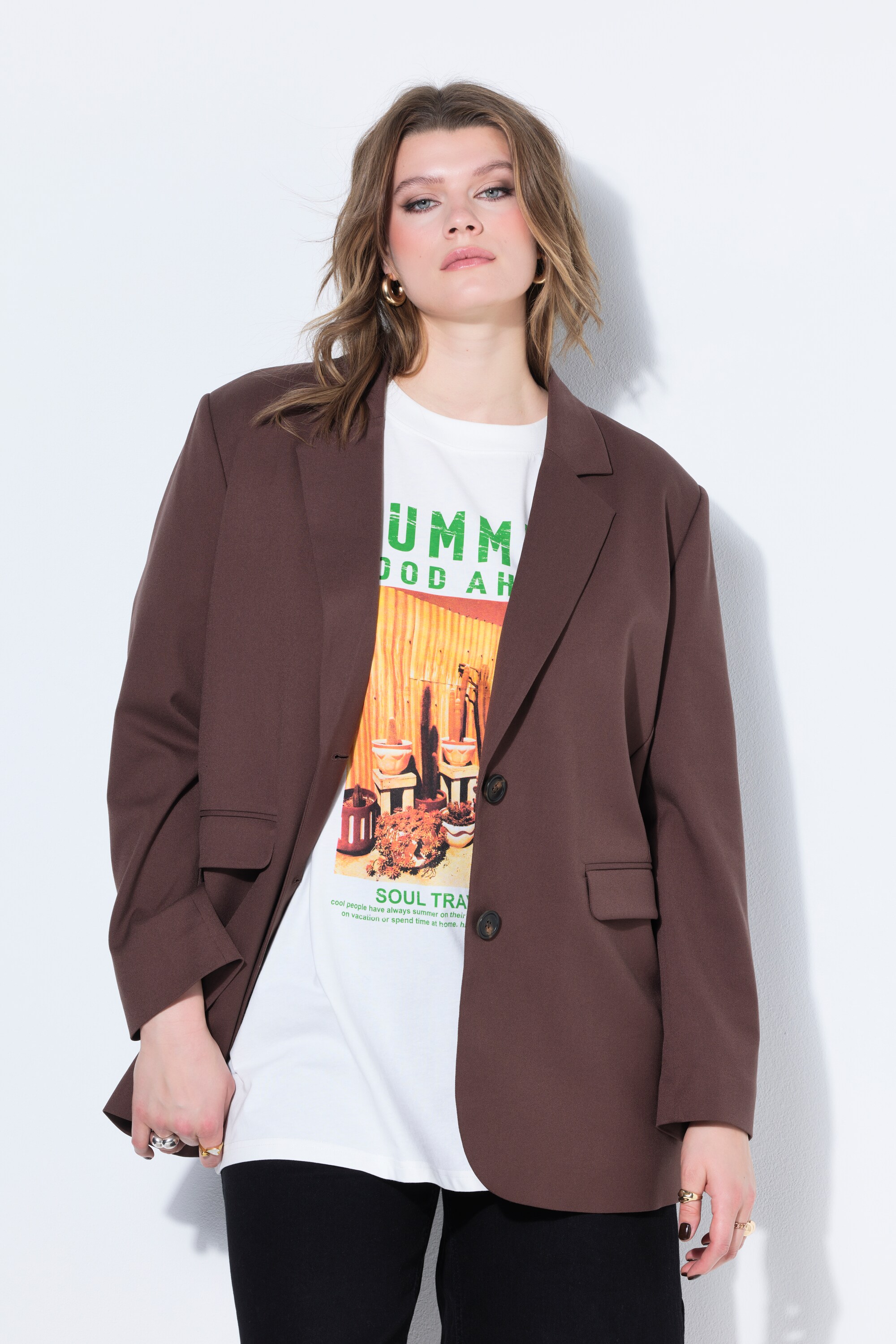 Blazer oversize à revers, doublure léopard, STUDIO UNTOLD