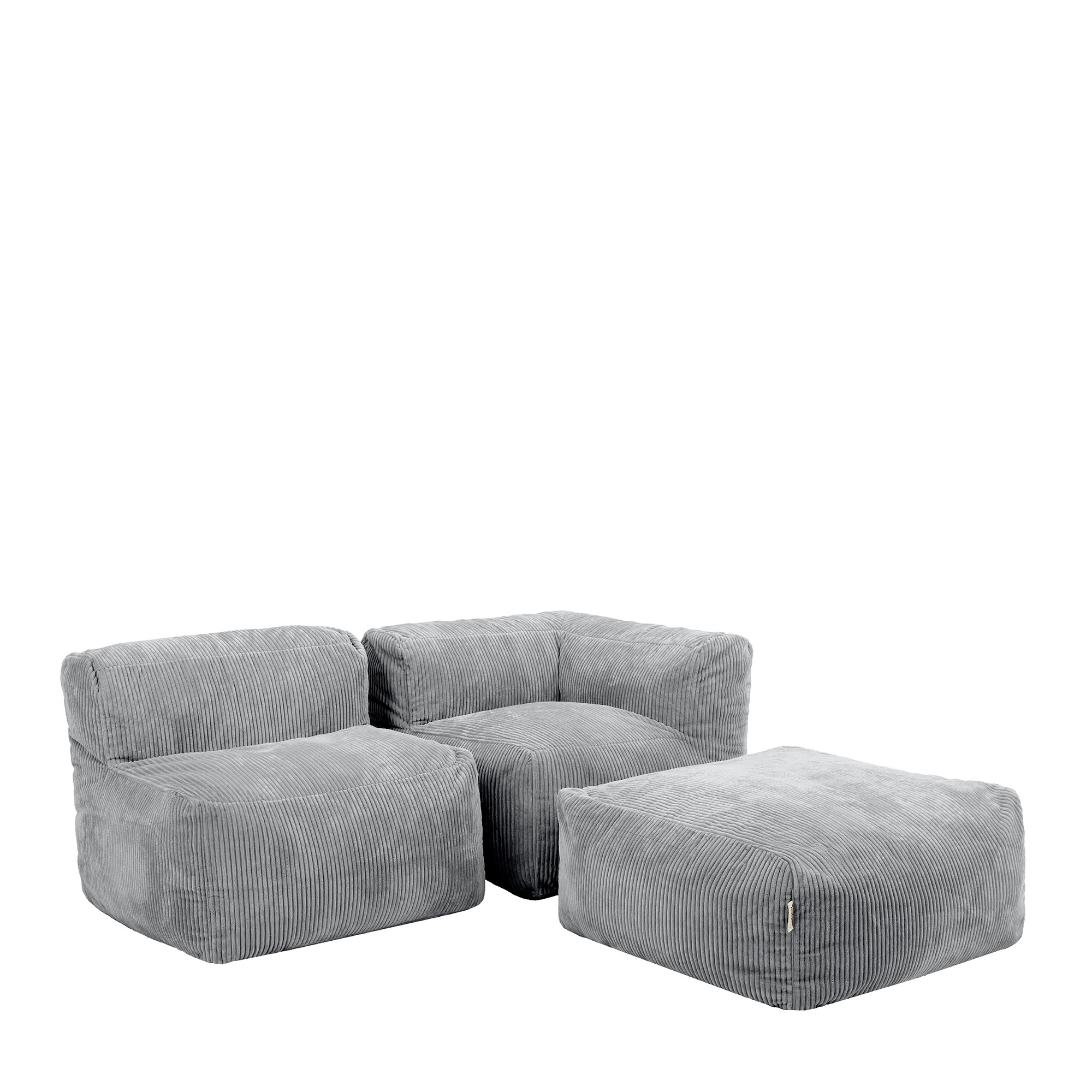 Ensemble canapé poufs compressé 3 pièces : angle, fauteuil et repose-pieds - ZEN, ICON