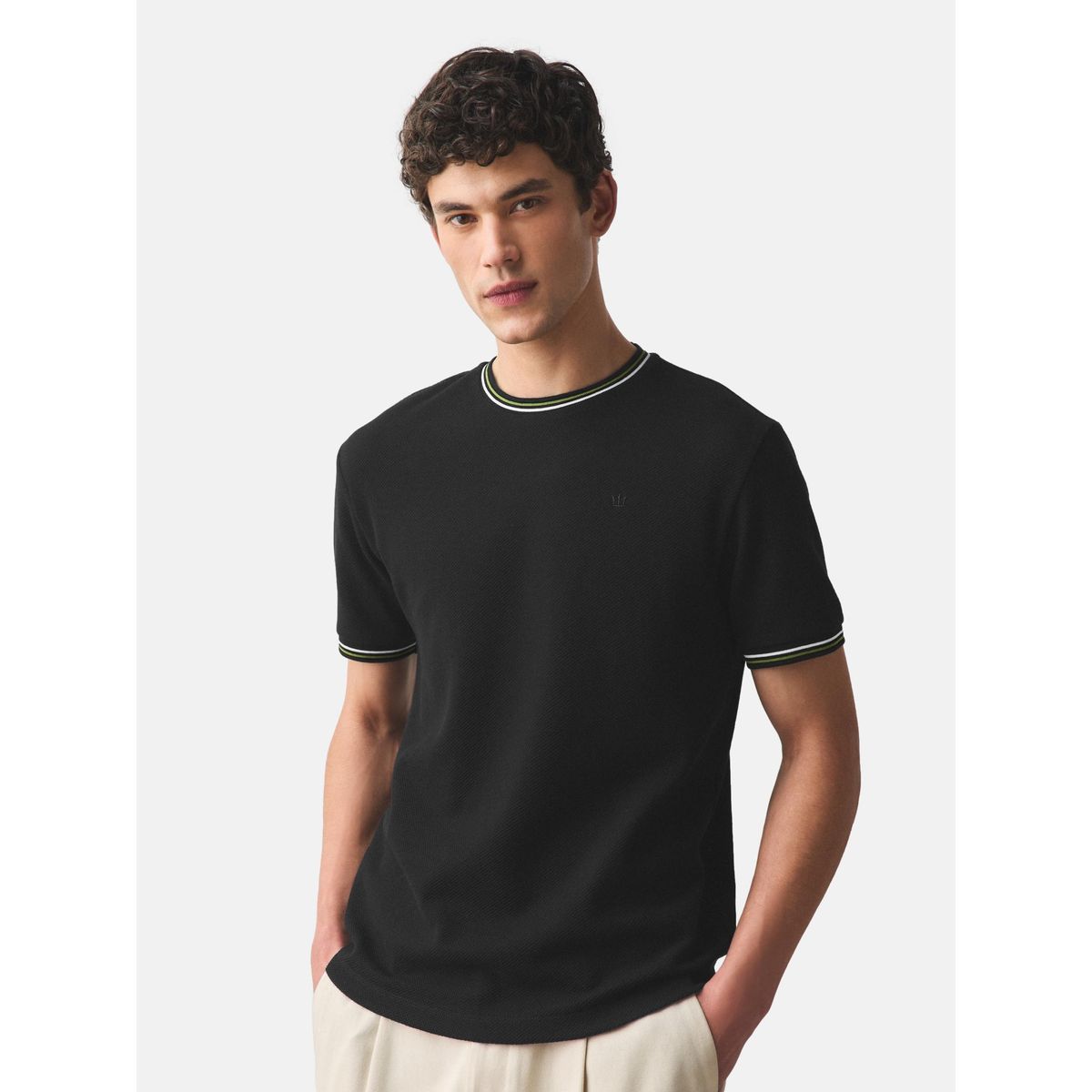 T-shirt slim à bord contrastant, NEXT
