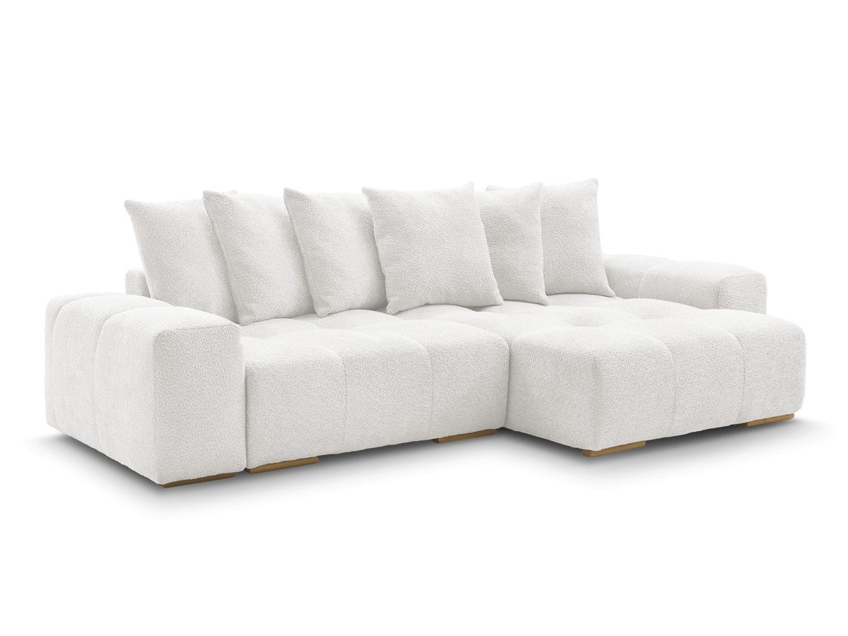 Canapé d'angle convertible 4 places en tissu bouclette, ANAKIN, BOBOCHIC