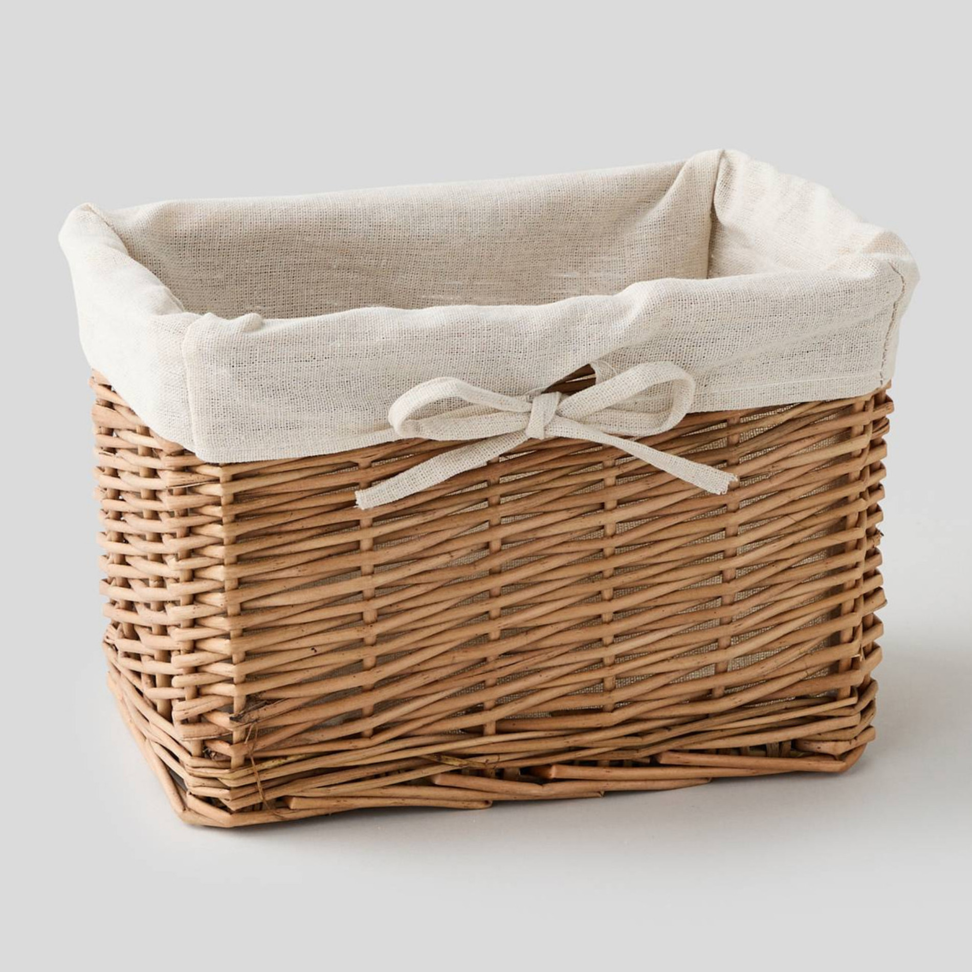 Panier rectangulaire rotin avec lining petit modèle, MONOPRIX