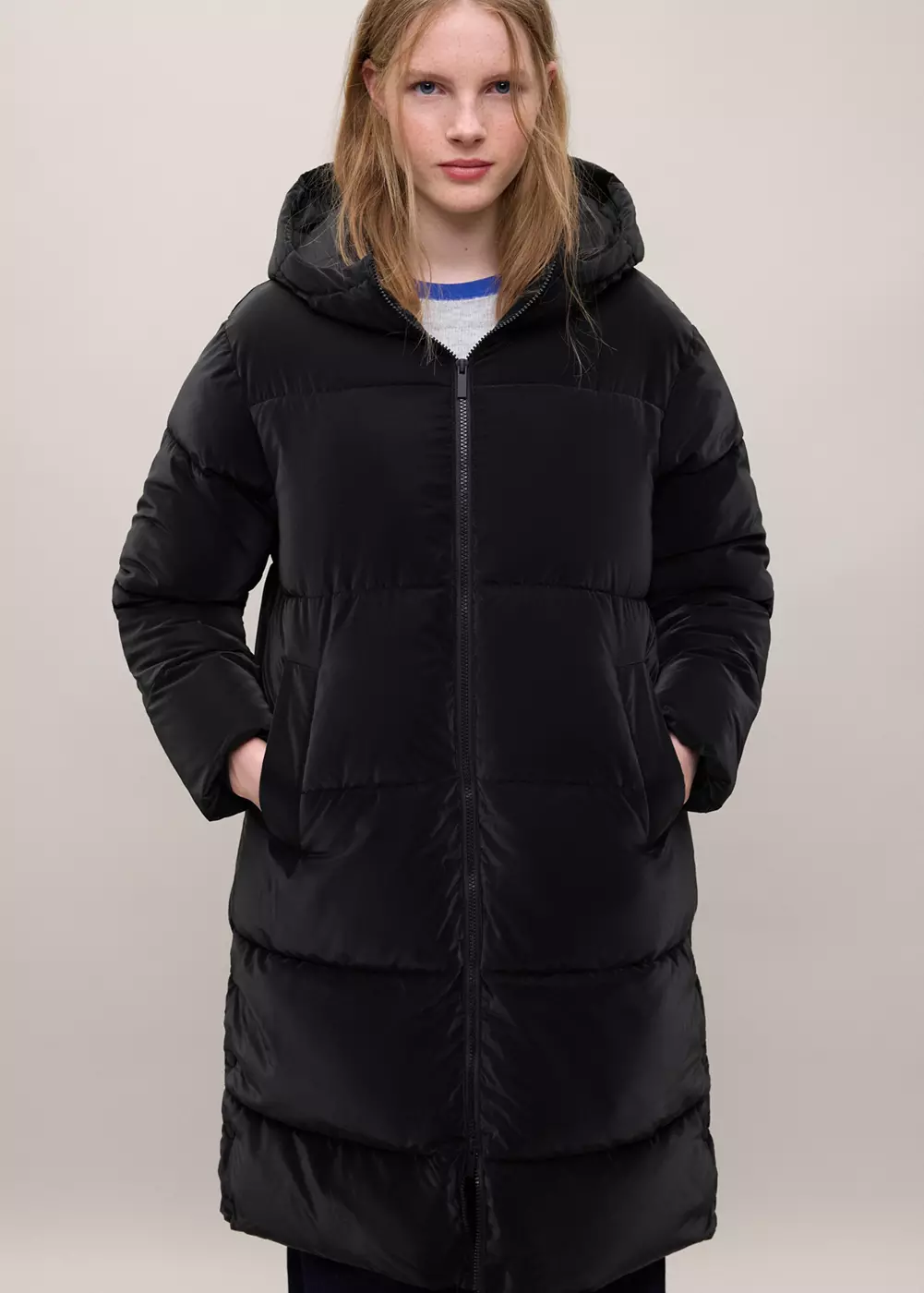 Anorak matelassé long avec capuche, MANGO TEEN