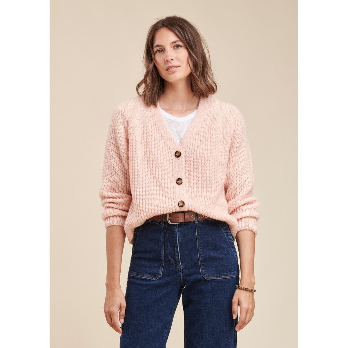 Gilet mousseux encolure v rose arctique La Fee Maraboutee La Redoute