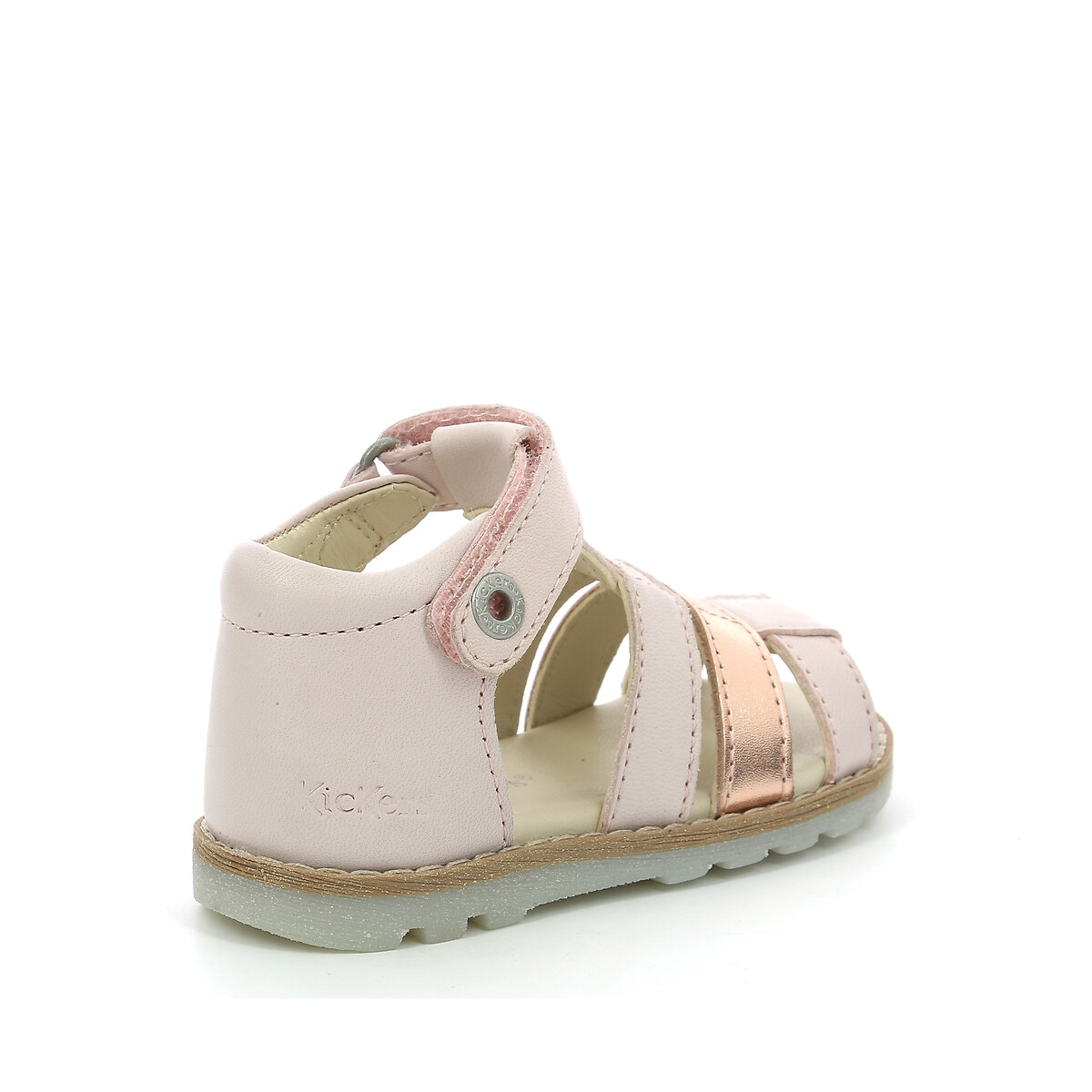 Nouveau Bébé Fille En Cuir Doublé Rose Blanc Sandales Bout Ouvert Été Chaussures Taille UK 7 