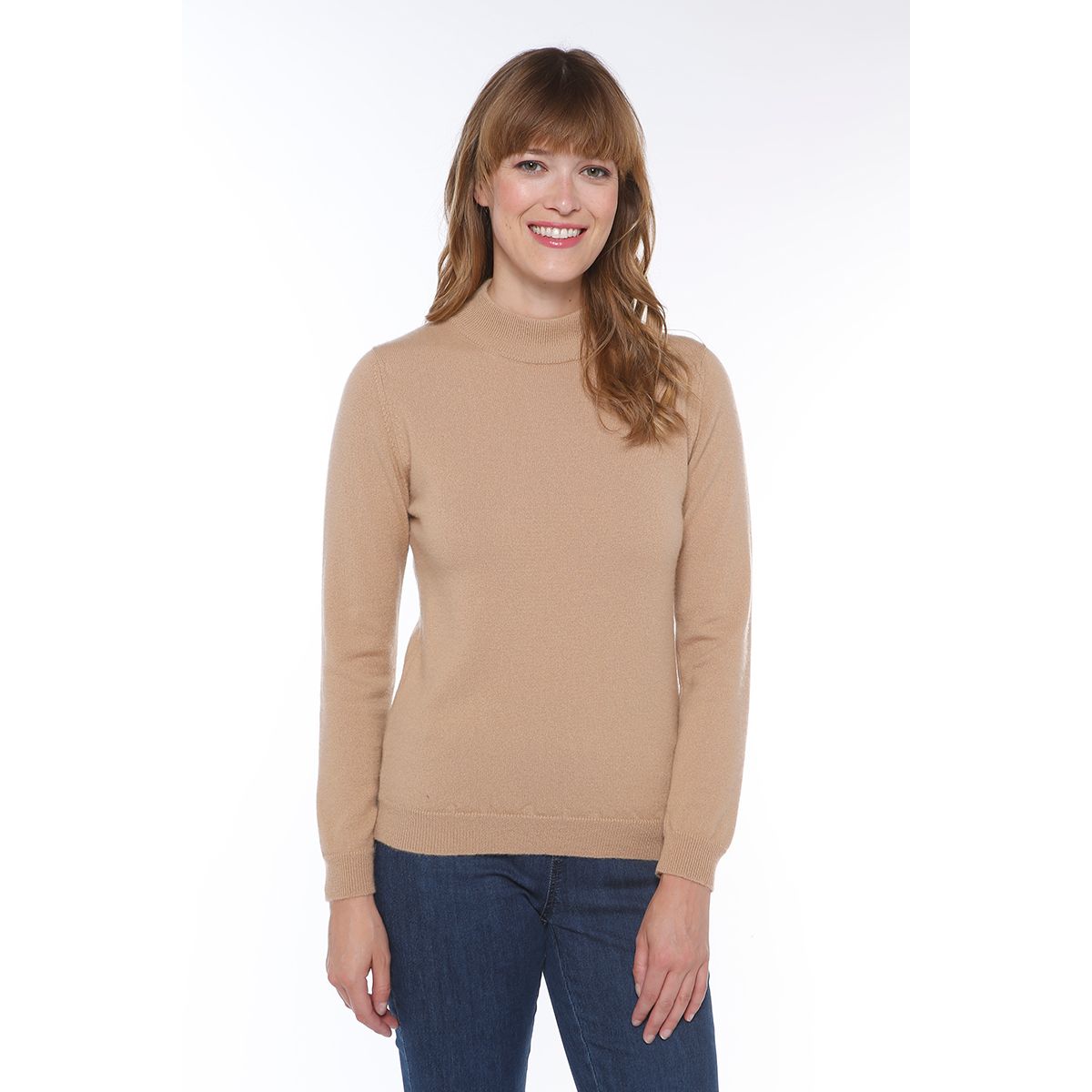 Pull col discount cheminée cachemire femme