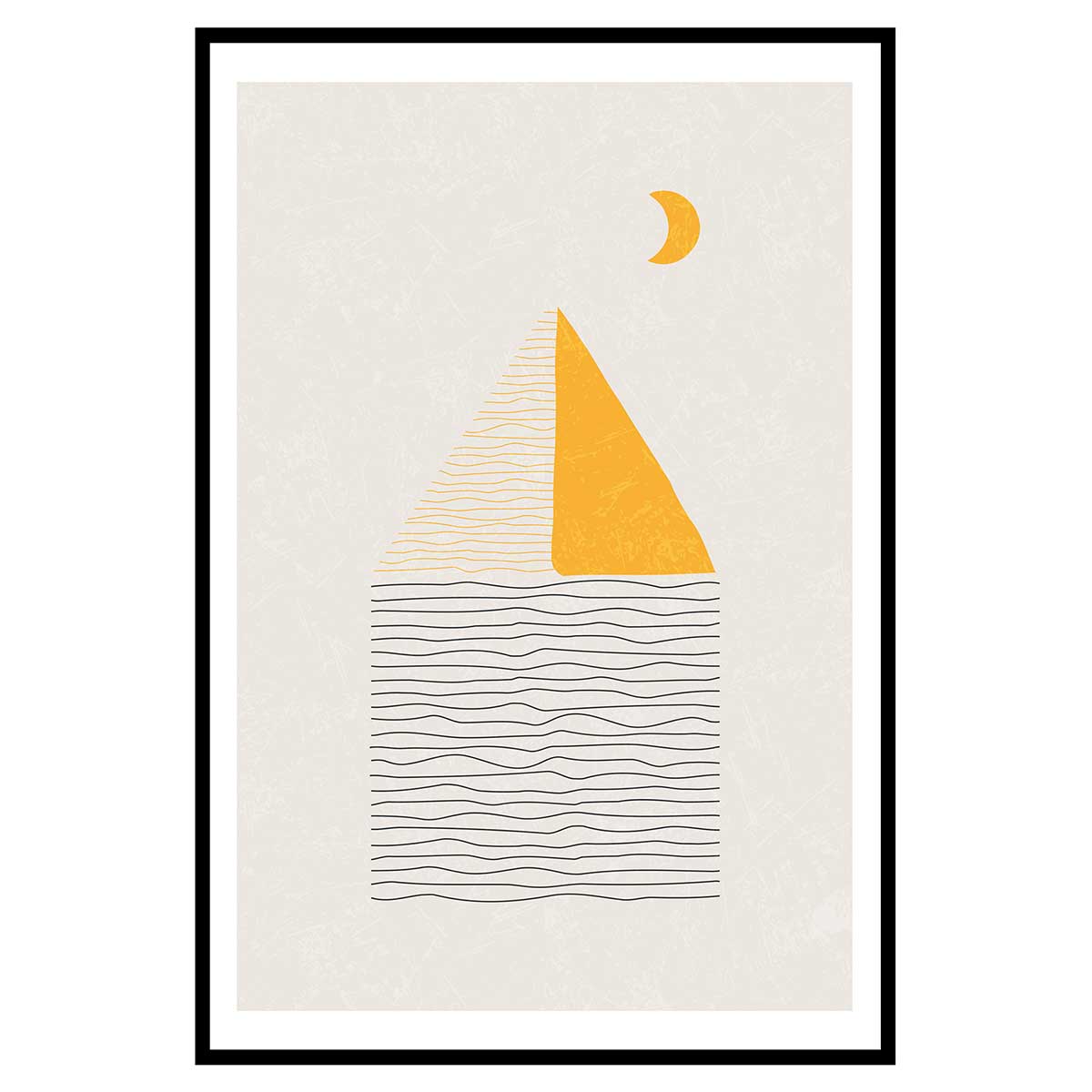 Affiche encadrée voilier minimaliste doré, HEXOA