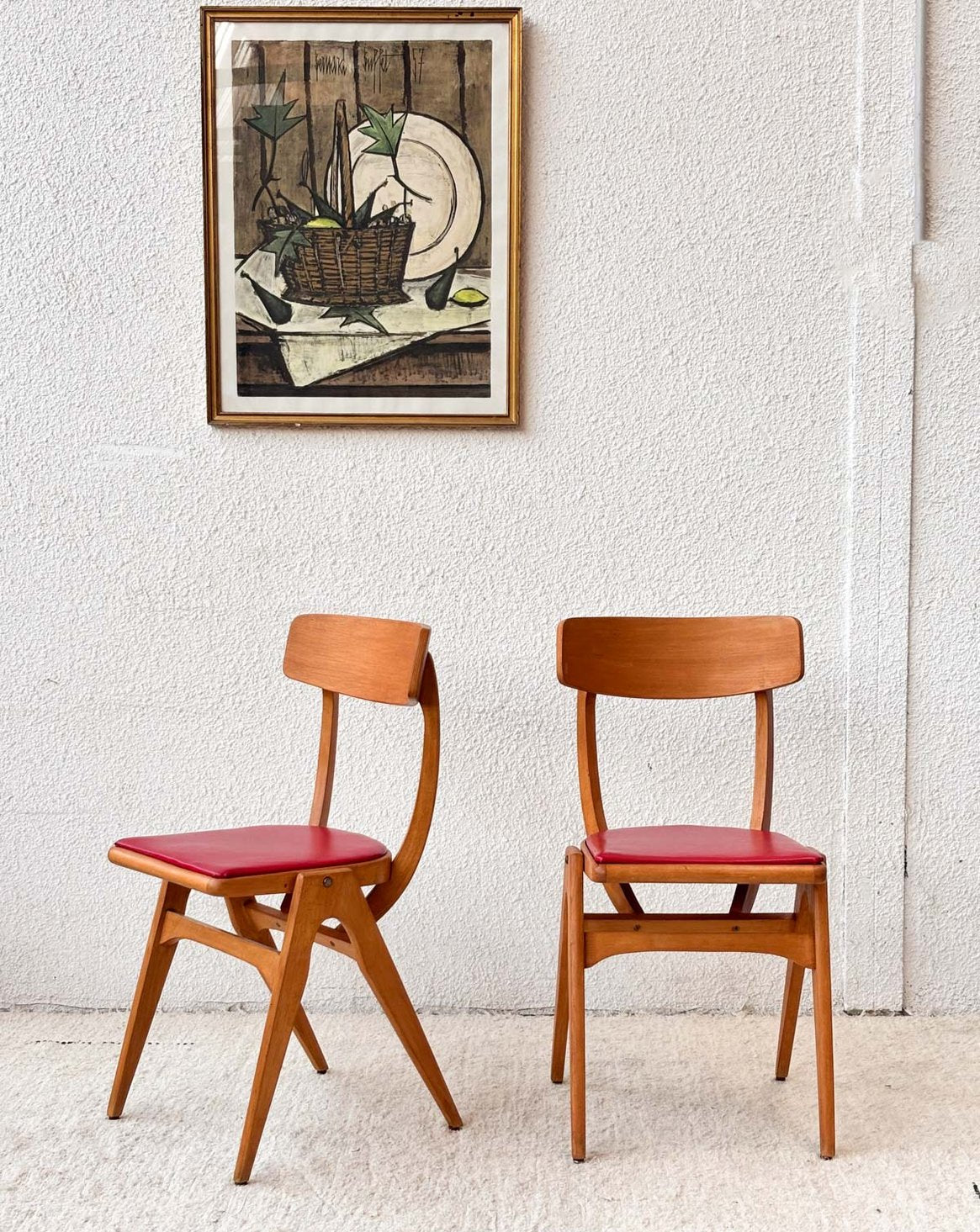 Paire de chaises en bois Alma N°681 - Bon état, DEBONGOUT
