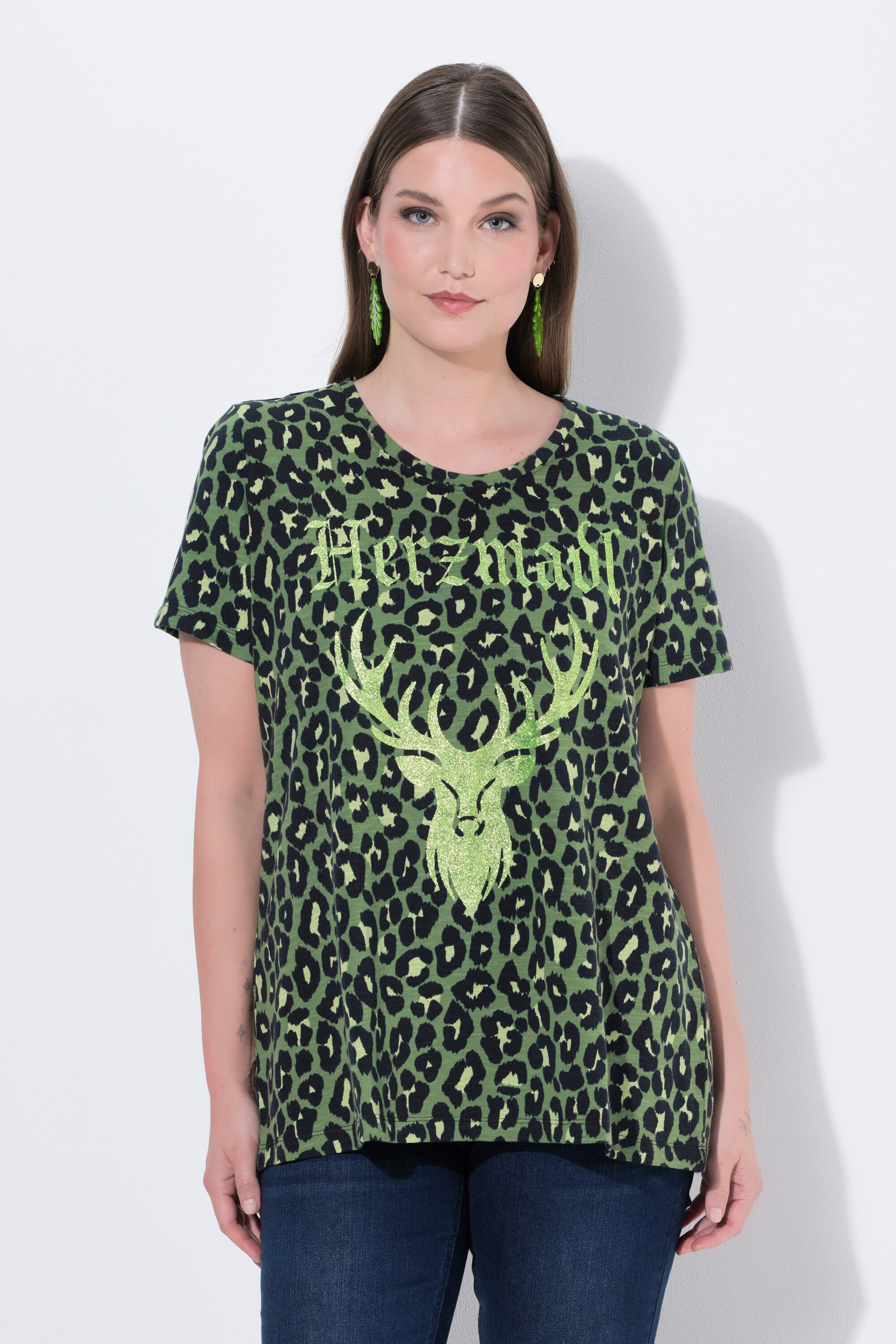 T-shirt, motif léopard, col rond, ULLA POPKEN