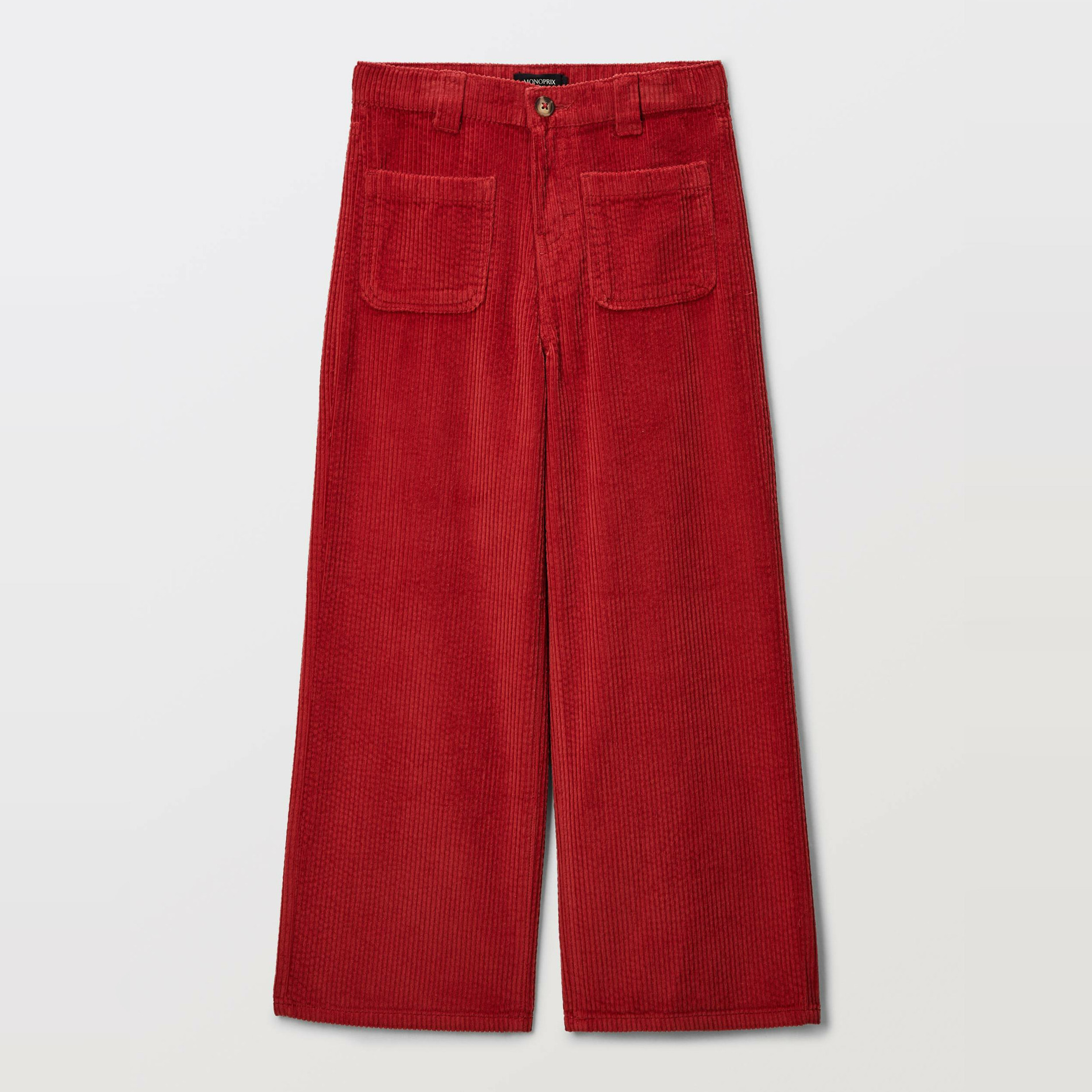 Pantalon effet velours à poches plaquées, MONOPRIX
