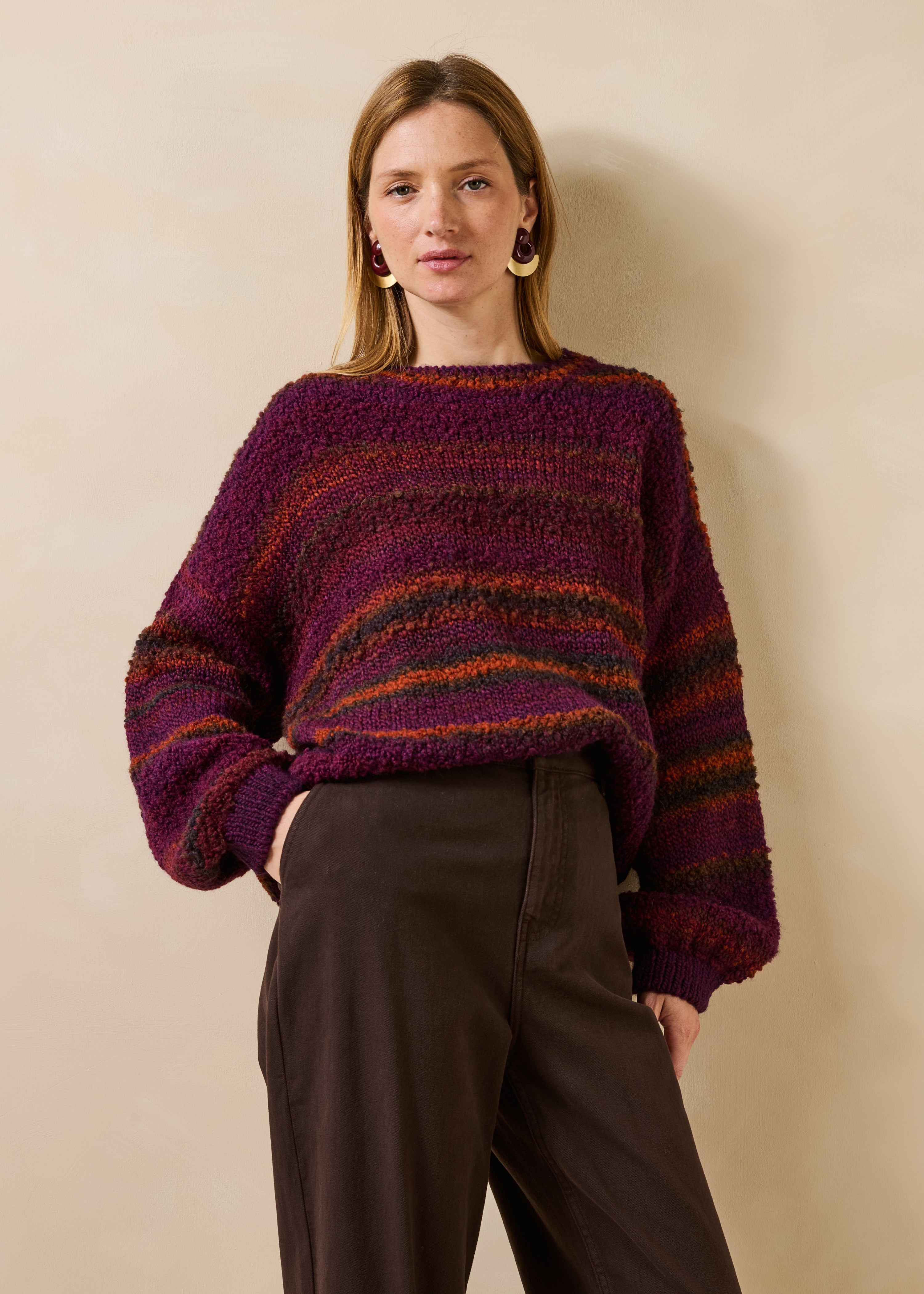 Pull manches longues col rond rayé, LA FEE MARABOUTEE