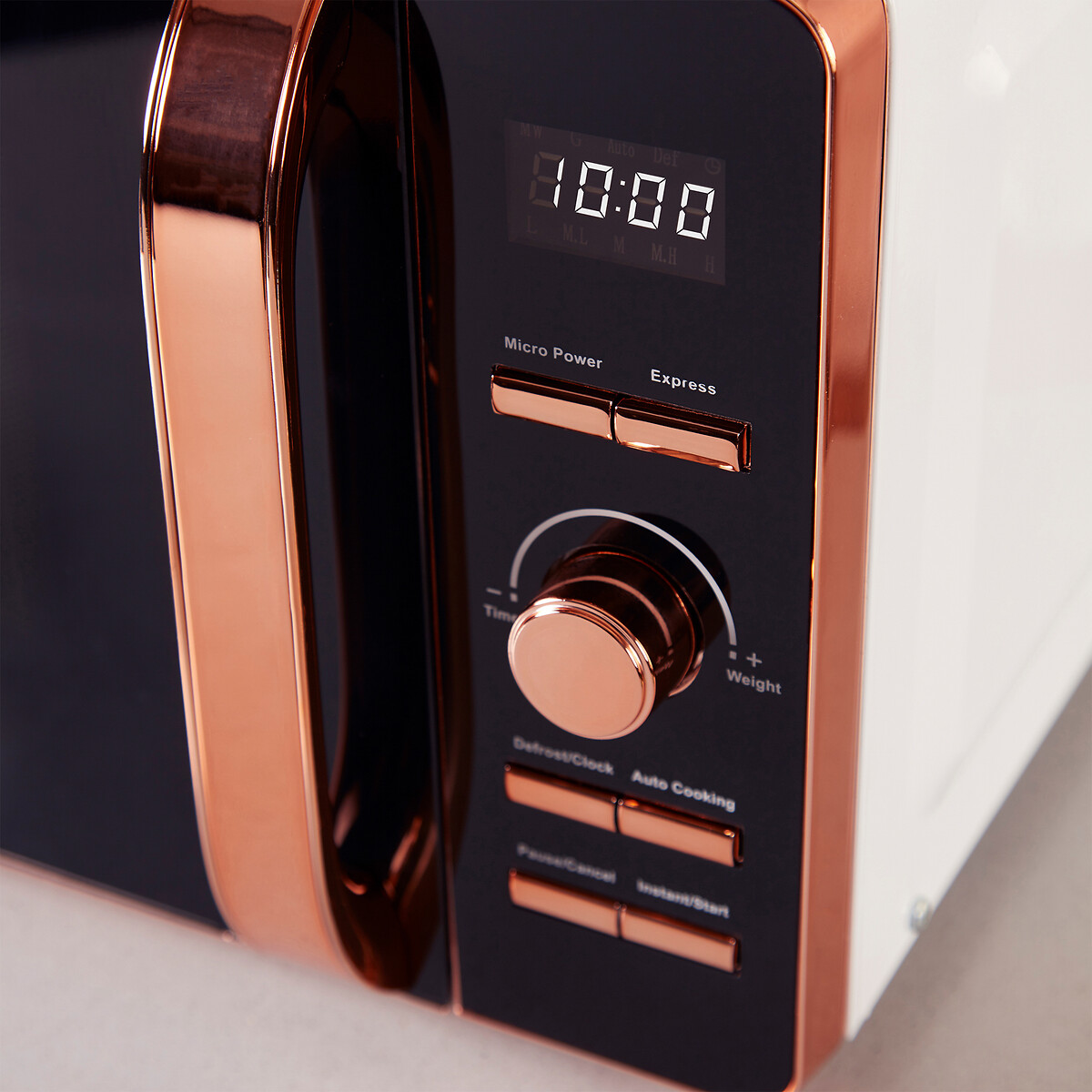 tower black and copper microwave