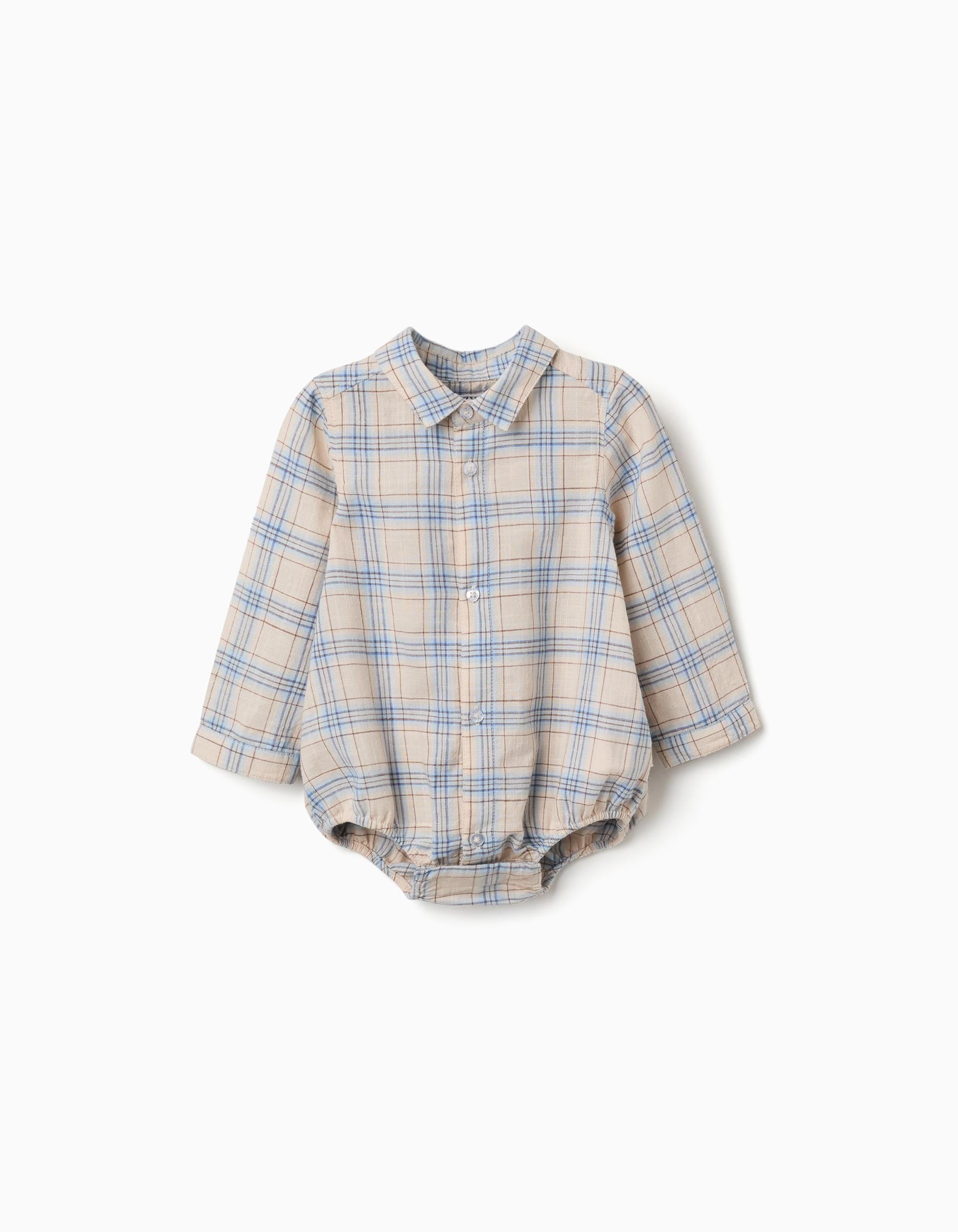 Body-chemise en coton à motif à carreaux, ZIPPY