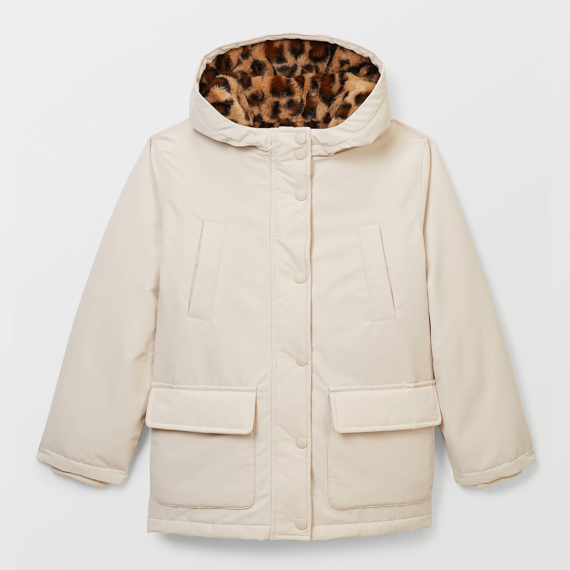 Parka uni imperméable fourrée à capuche, MONOPRIX