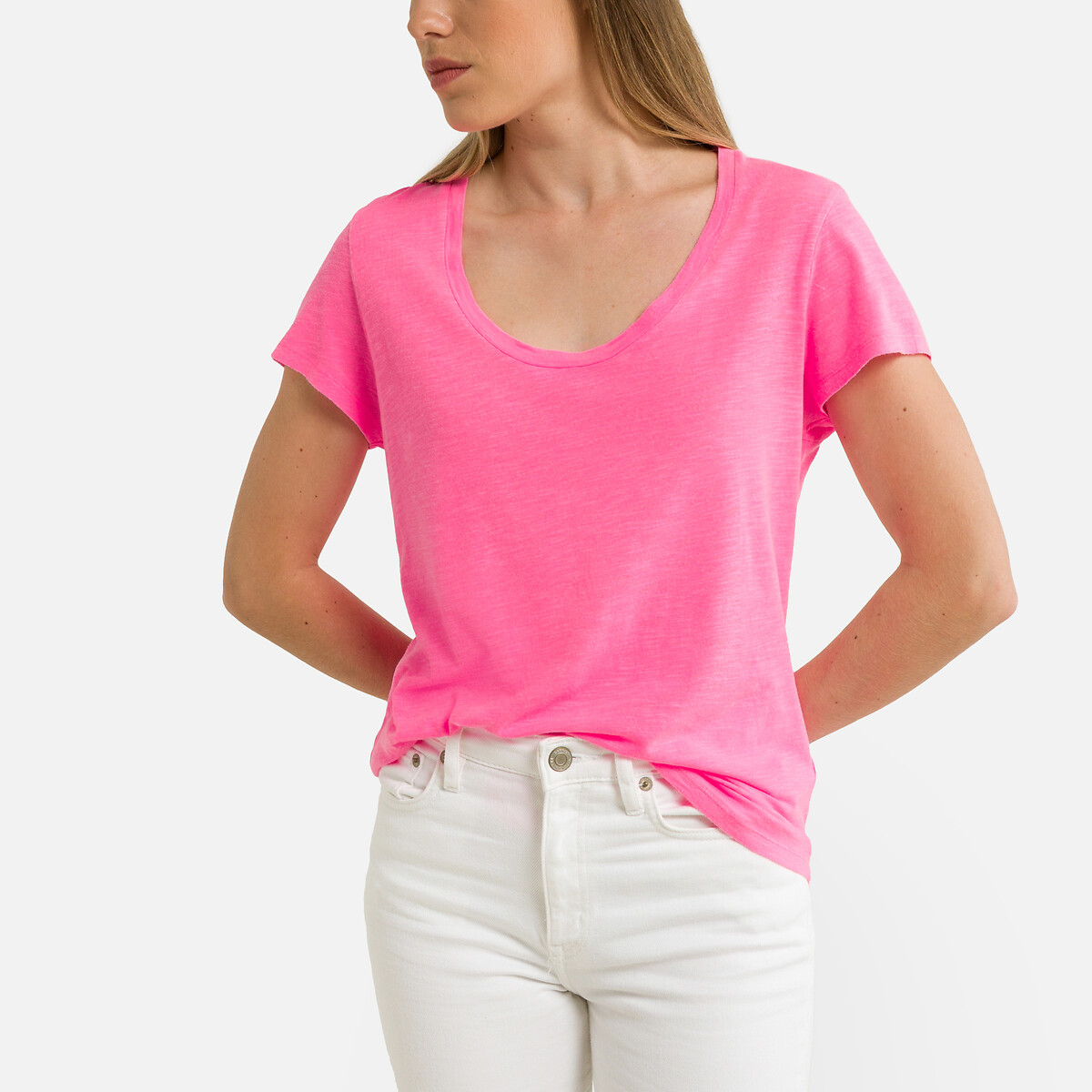 jacksonville scoop neck t-shirt in cotton mix with short sleeves