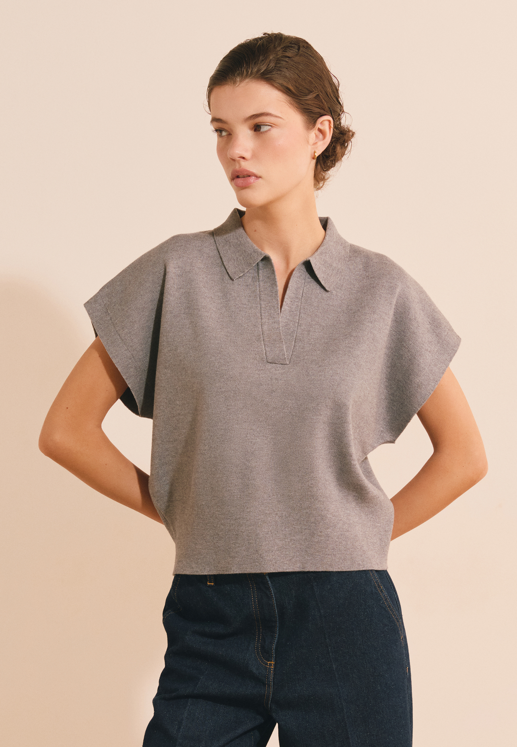 Pull manches courtes avec col polo FEI POLO MC, ETAM