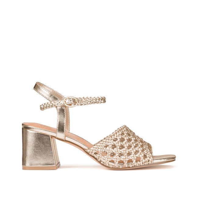 Wide fit sandals with block heel La Redoute Collections Plus | La Redoute