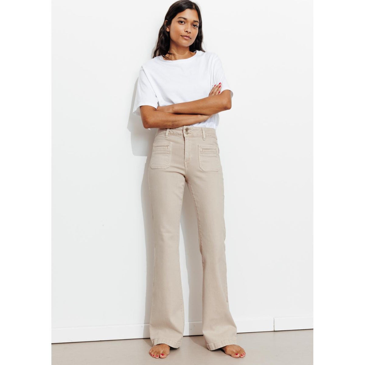 EUGENE pantalon bootcut toile, PROMOD