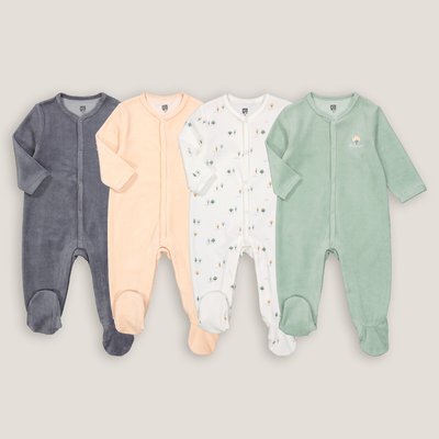 Pack of 4 Sleepsuits in Velour LA REDOUTE COLLECTIONS
